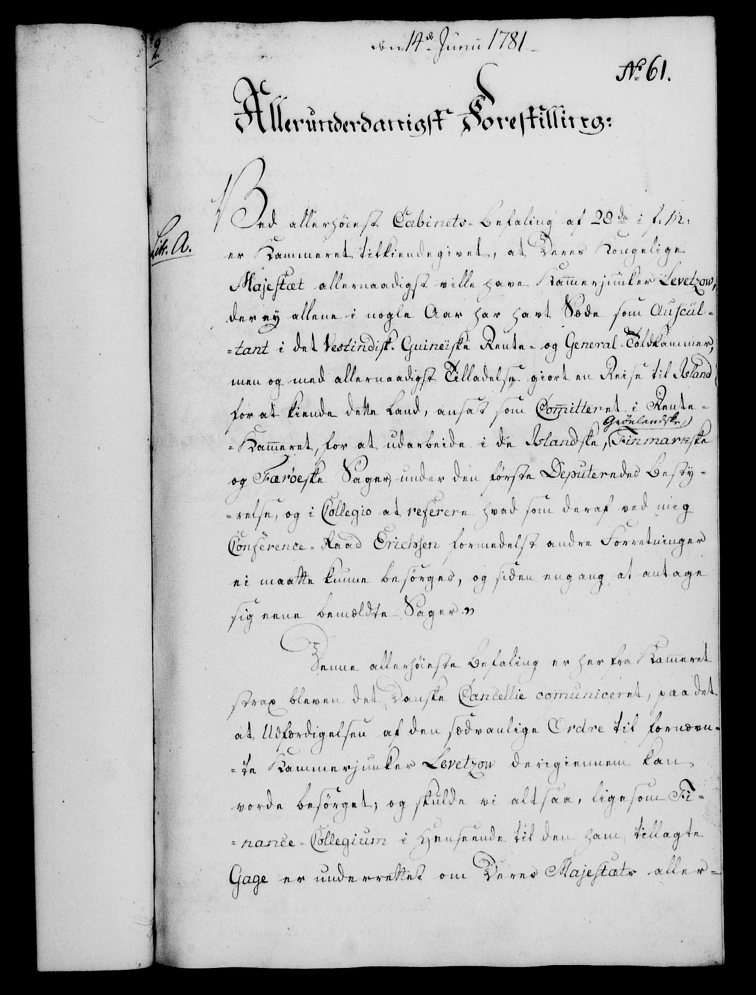 Rentekammeret, Kammerkanselliet, AV/RA-EA-3111/G/Gf/Gfa/L0063: Norsk relasjons- og resolusjonsprotokoll (merket RK 52.63), 1781, s. 740