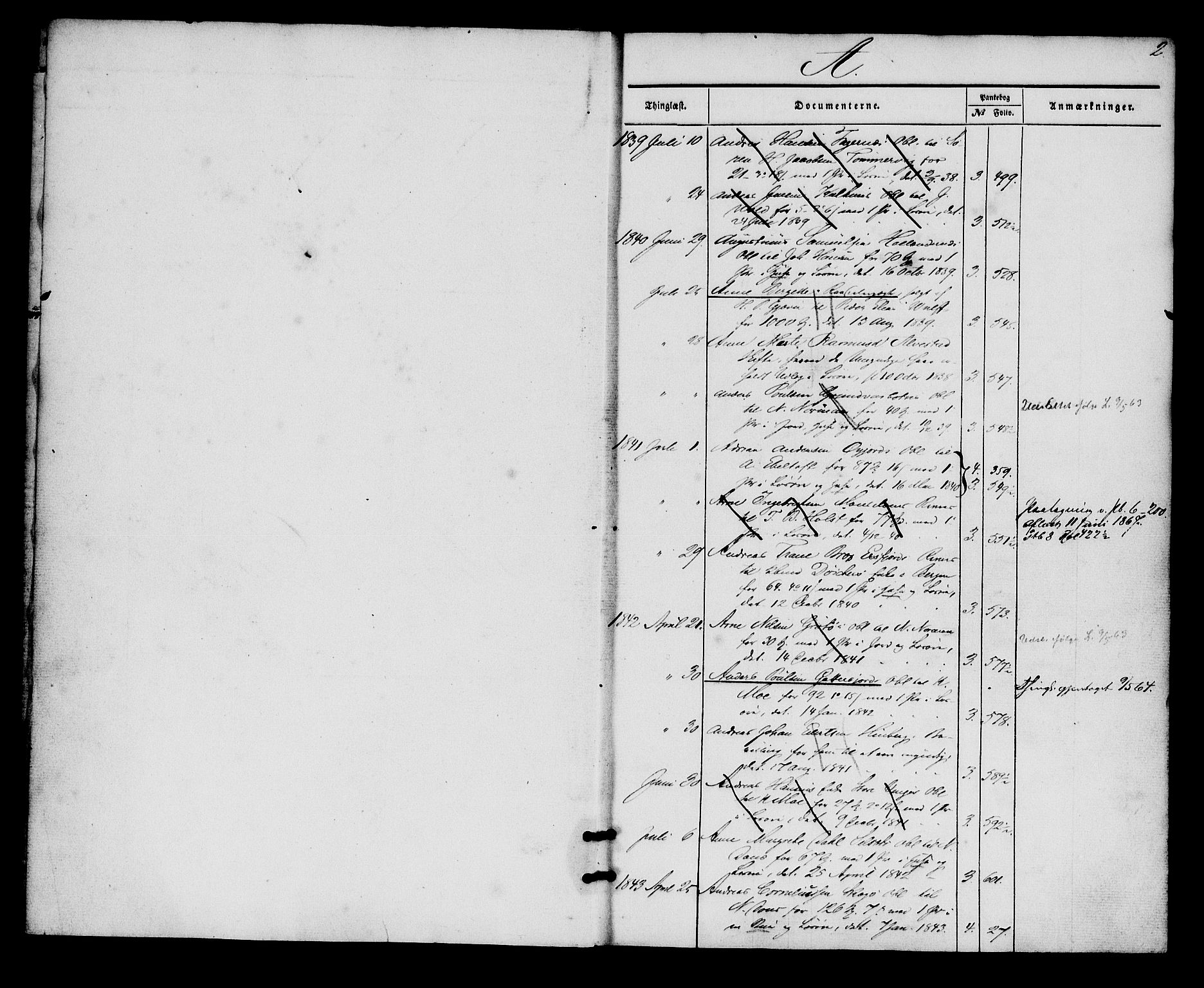 Senja sorenskriveri 1855-, SATØ/S-0048/1/H/Hc/L0041: Panteregister nr. 41, 1839-1871, s. 2