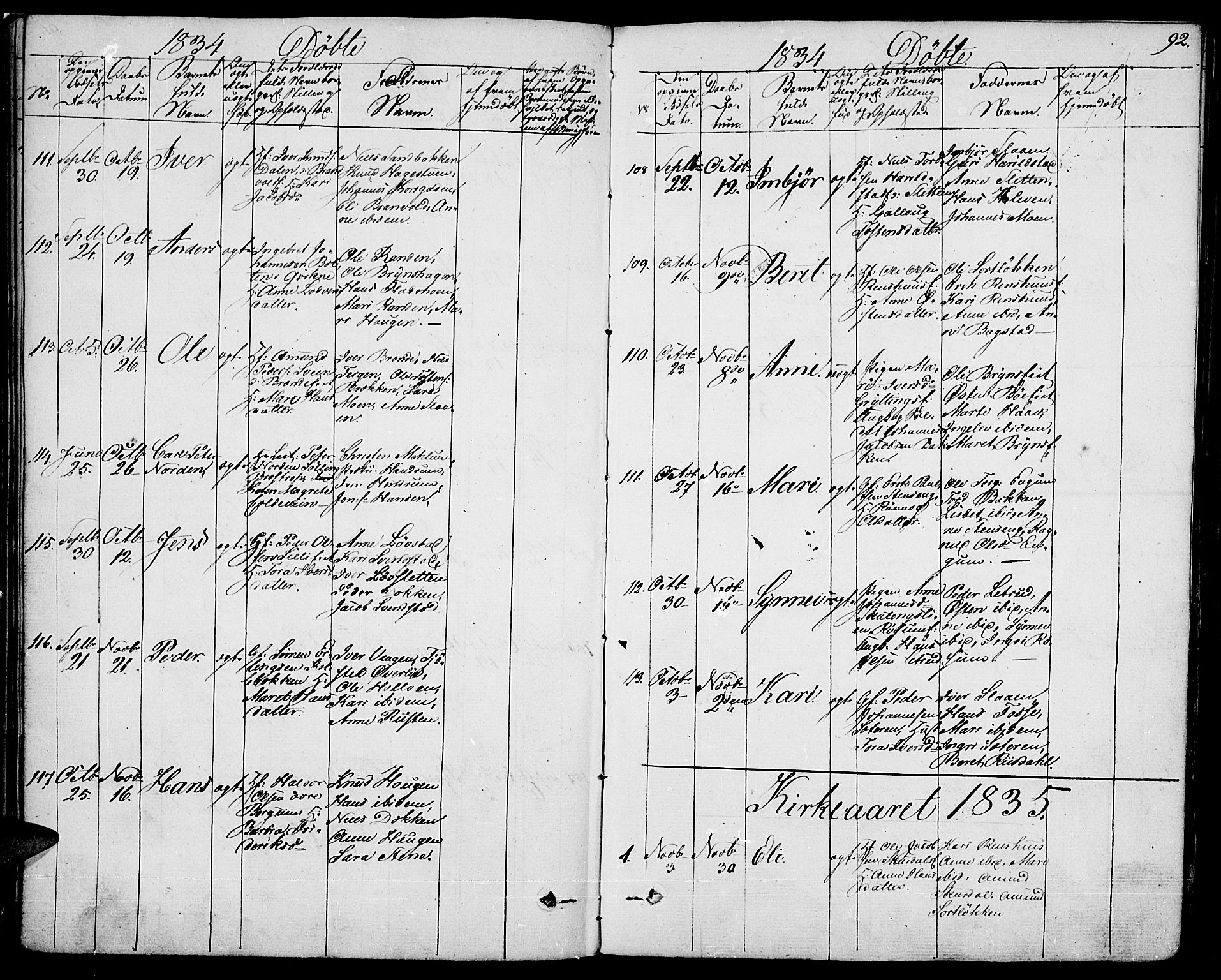 Fron prestekontor, AV/SAH-PREST-078/H/Ha/Haa/L0003: Ministerialbok nr. 3, 1828-1838, s. 92
