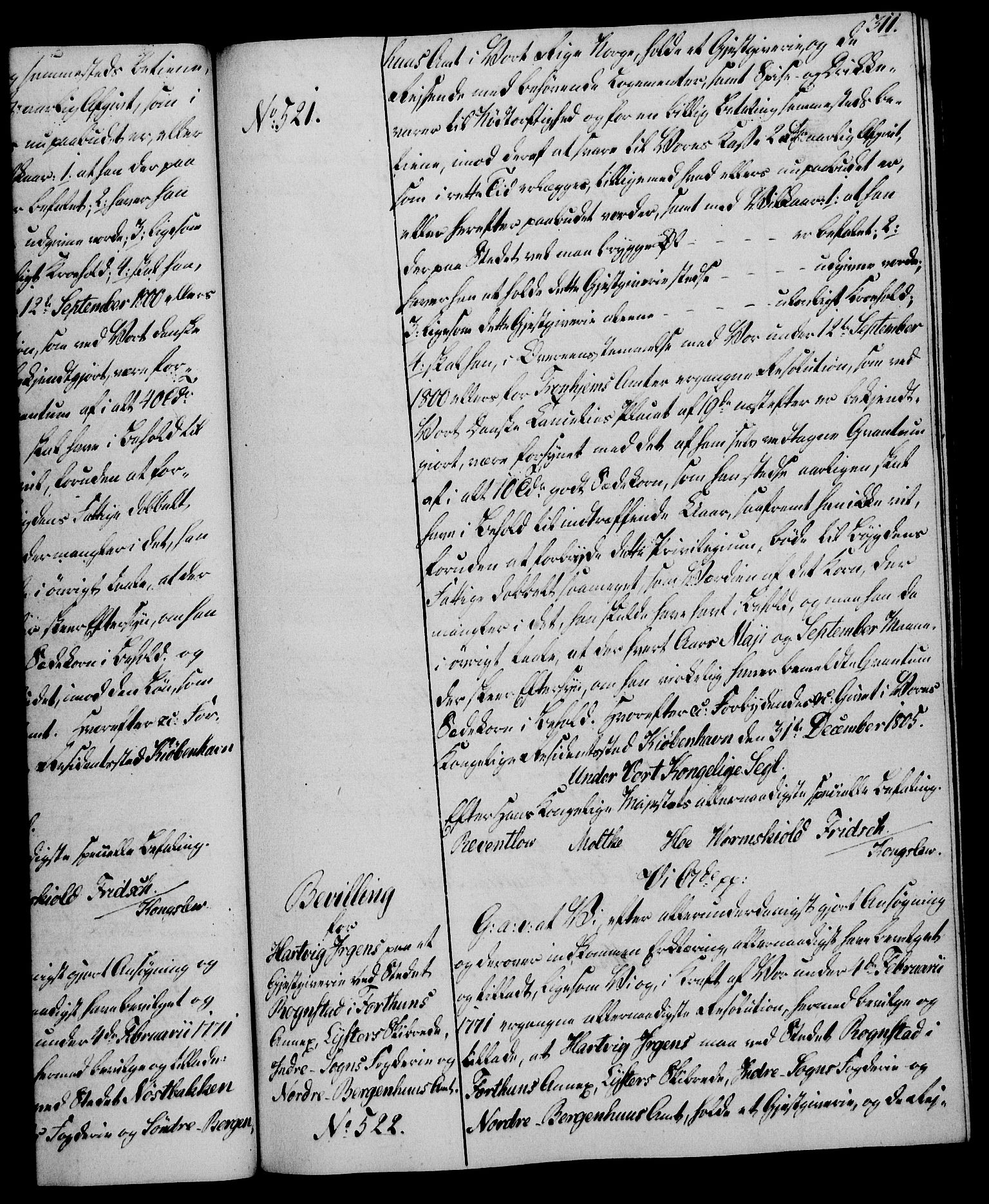 Rentekammeret, Kammerkanselliet, AV/RA-EA-3111/G/Gg/Gga/L0018: Norsk ekspedisjonsprotokoll med register (merket RK 53.18), 1804-1806, s. 311