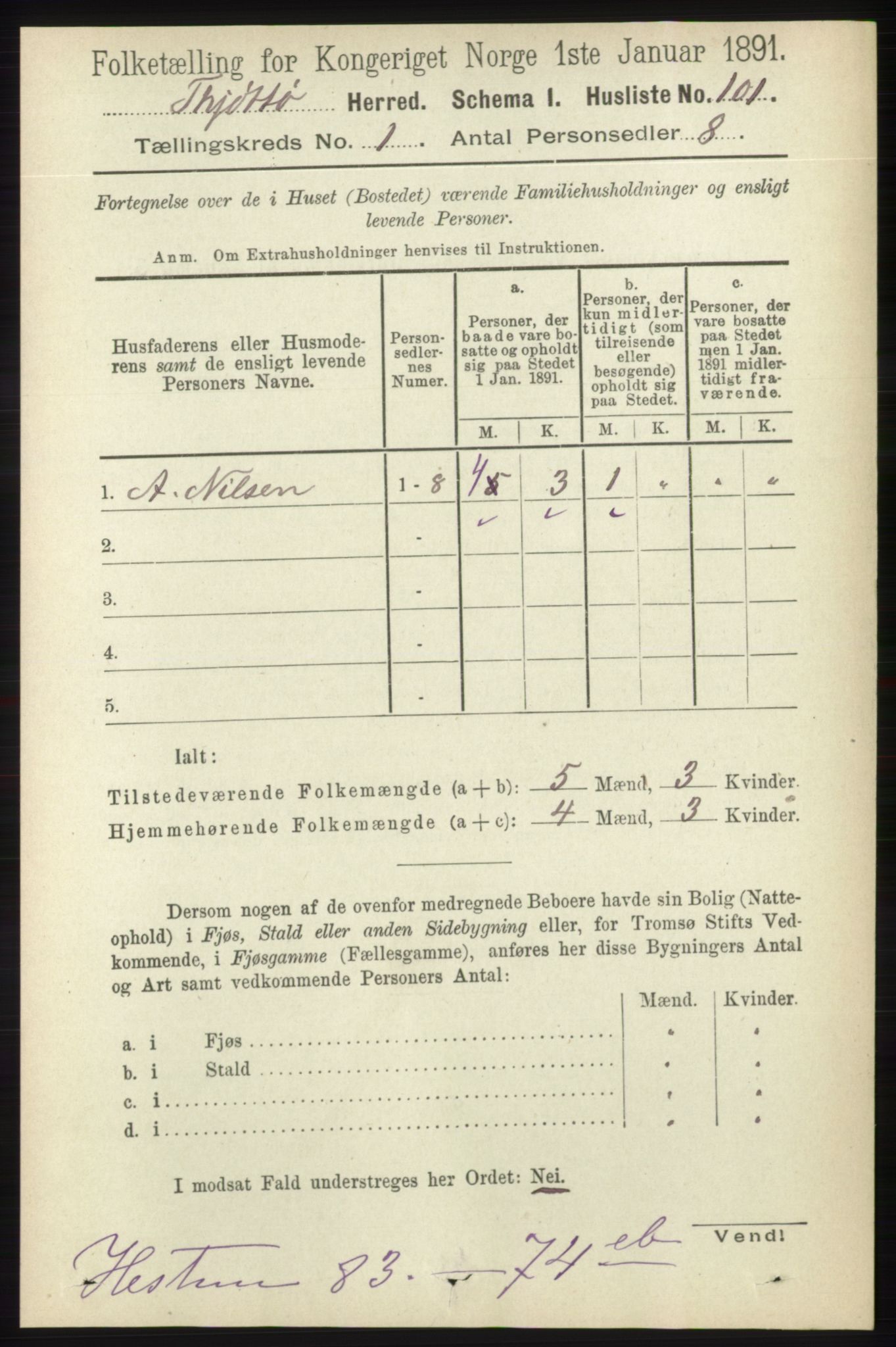 RA, Folketelling 1891 for 1817 Tjøtta herred, 1891, s. 123