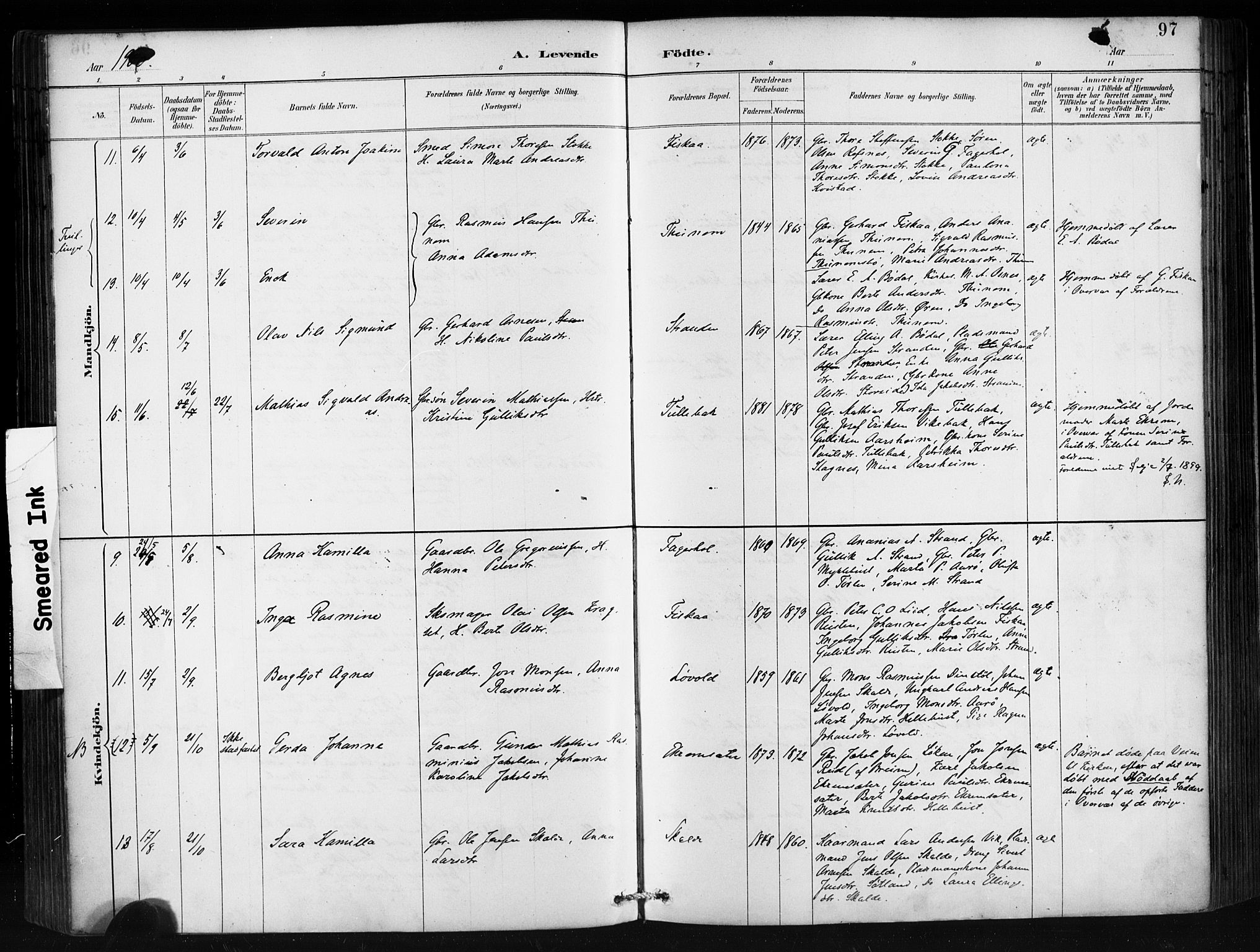 Ministerialprotokoller, klokkerbøker og fødselsregistre - Møre og Romsdal, AV/SAT-A-1454/501/L0008: Ministerialbok nr. 501A08, 1885-1901, s. 97