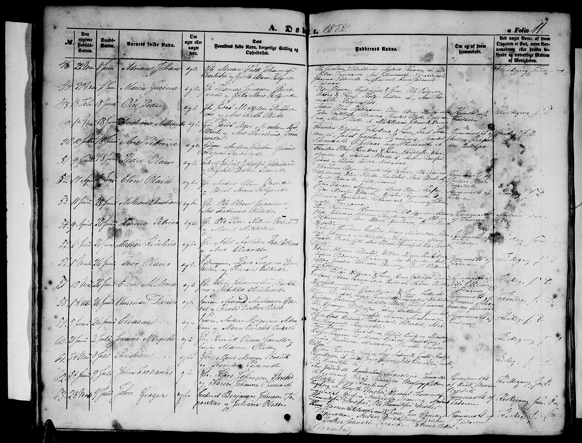 Ministerialprotokoller, klokkerbøker og fødselsregistre - Nordland, AV/SAT-A-1459/827/L0414: Klokkerbok nr. 827C03, 1853-1865, s. 11