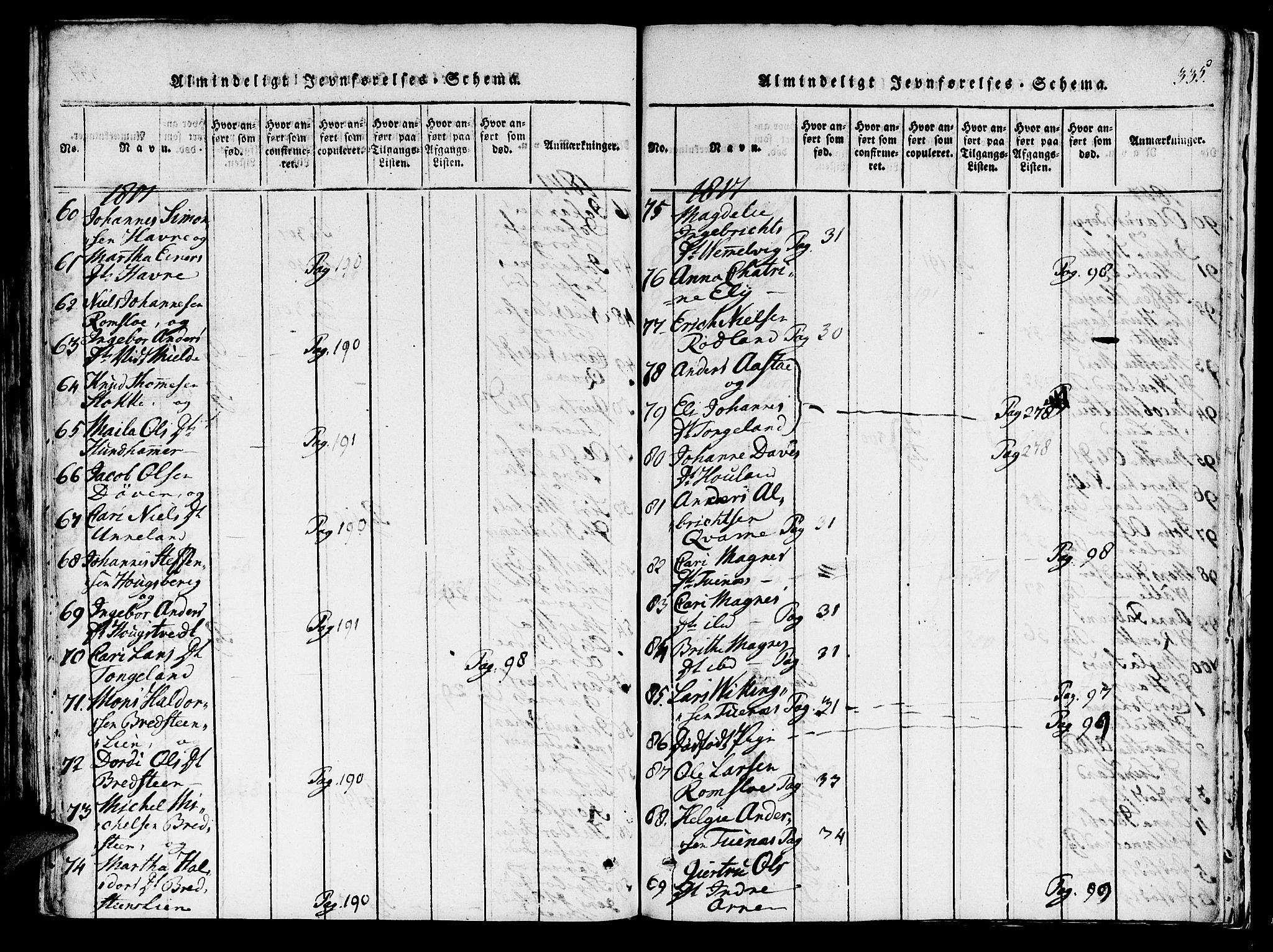 Haus sokneprestembete, AV/SAB-A-75601/H/Haa: Ministerialbok nr. A 12, 1816-1821, s. 335