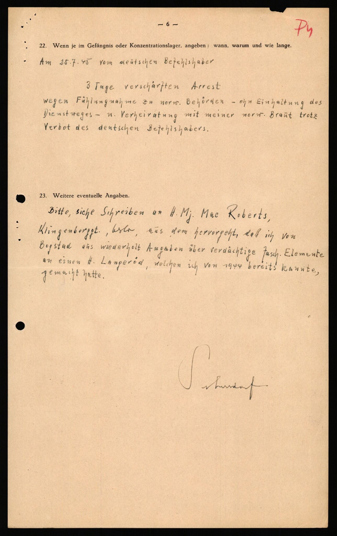 Forsvaret, Forsvarets overkommando II, AV/RA-RAFA-3915/D/Db/L0040: CI Questionaires. Tyske okkupasjonsstyrker i Norge. Østerrikere., 1945-1946, s. 17