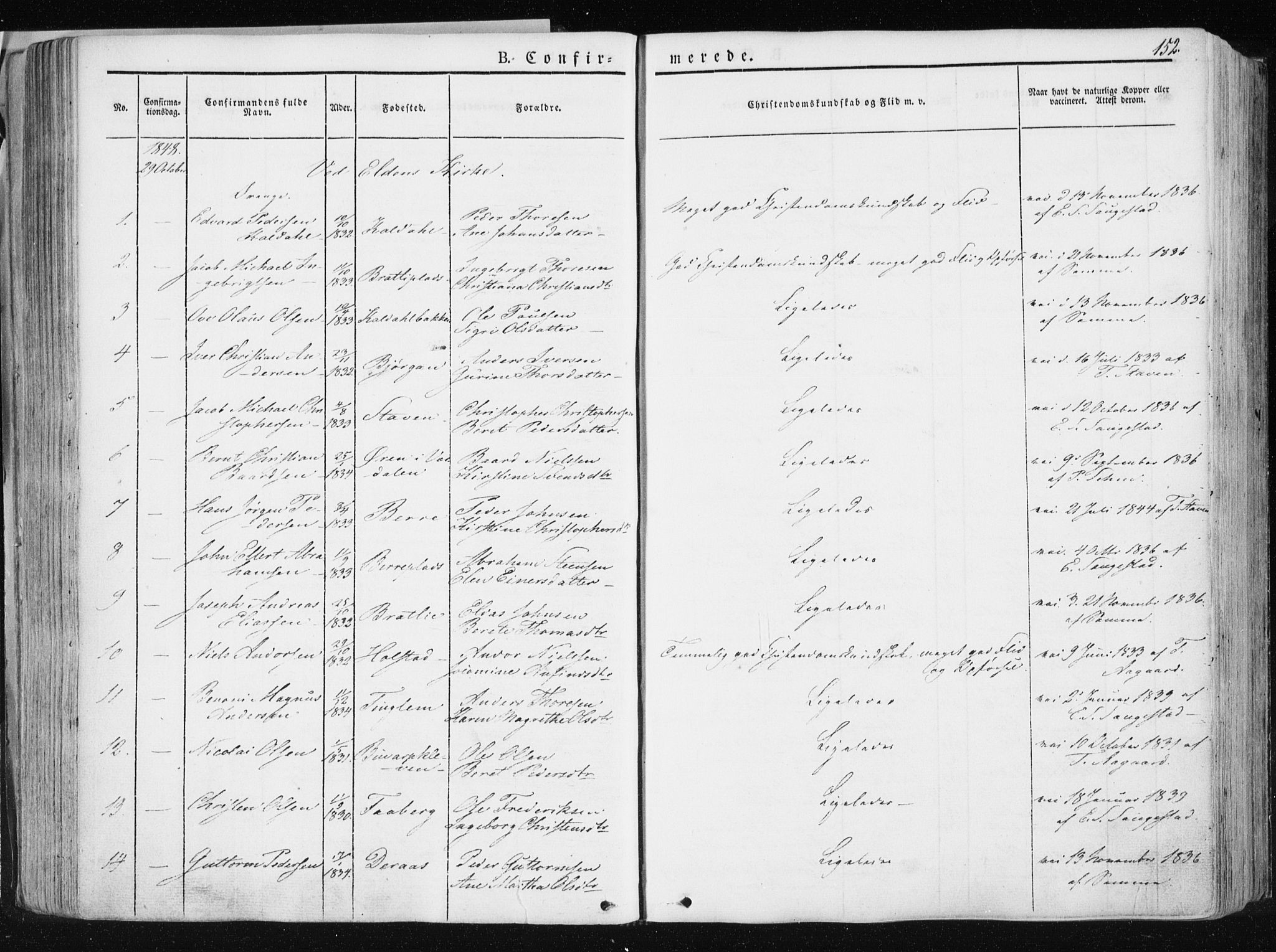 Ministerialprotokoller, klokkerbøker og fødselsregistre - Nord-Trøndelag, AV/SAT-A-1458/741/L0393: Ministerialbok nr. 741A07, 1849-1863, s. 152
