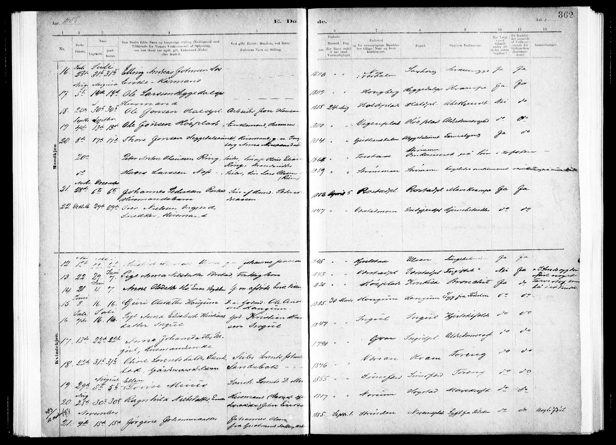 Ministerialprotokoller, klokkerbøker og fødselsregistre - Nord-Trøndelag, SAT/A-1458/730/L0285: Ministerialbok nr. 730A10, 1879-1914, s. 362