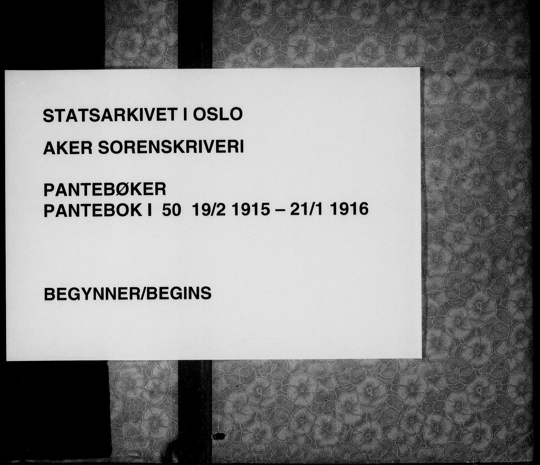 Aker sorenskriveri, SAO/A-10895/G/Gb/Gba/L0050: Pantebok nr. I 50, 1915-1916