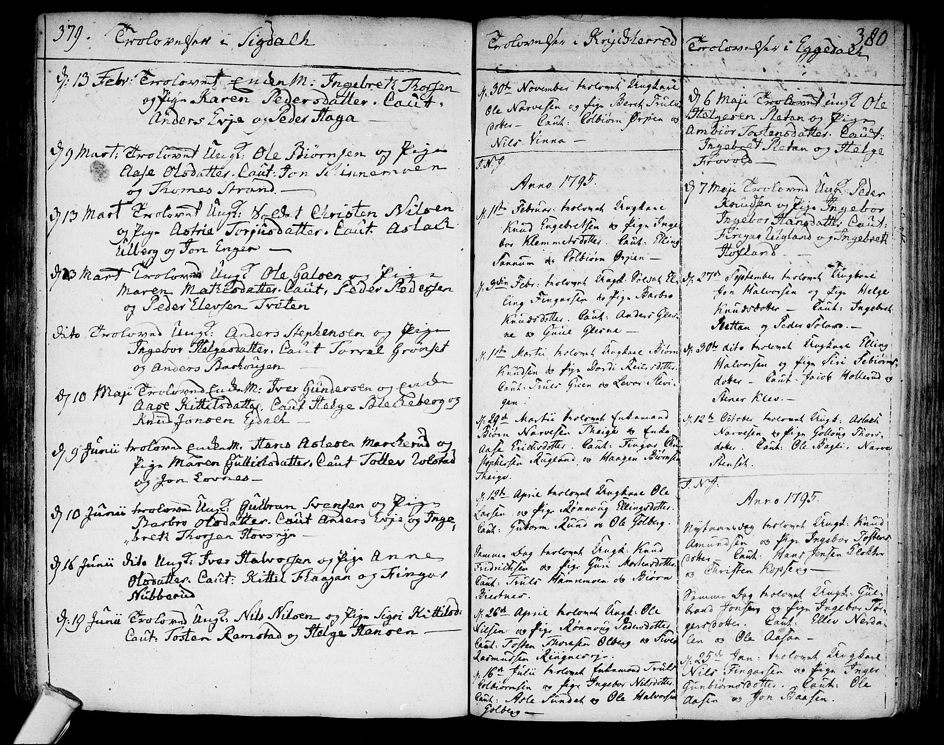 Sigdal kirkebøker, AV/SAKO-A-245/F/Fa/L0003: Ministerialbok nr. I 3, 1793-1811, s. 379-380