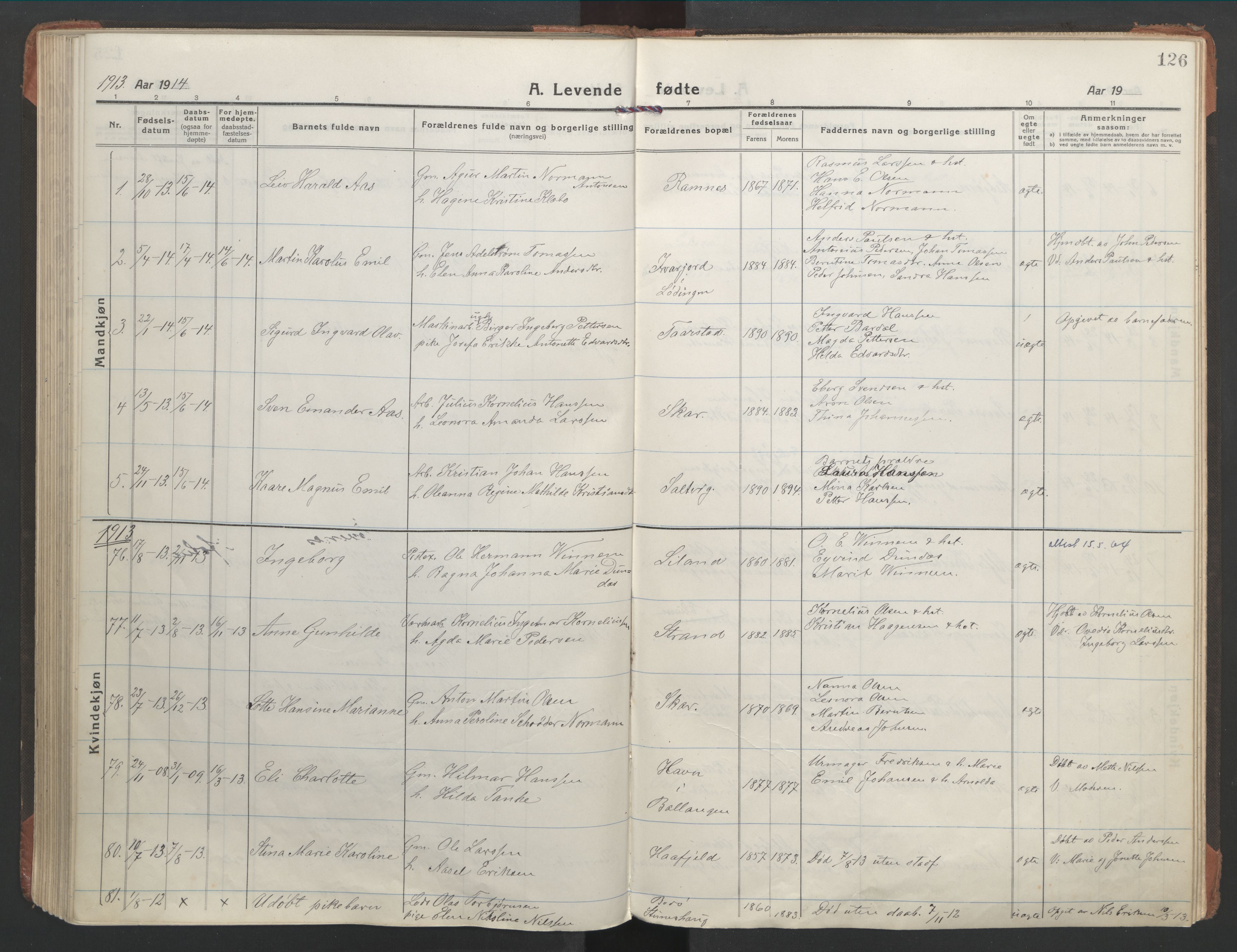 Ministerialprotokoller, klokkerbøker og fødselsregistre - Nordland, SAT/A-1459/863/L0900: Ministerialbok nr. 863A12, 1906-1915, s. 126