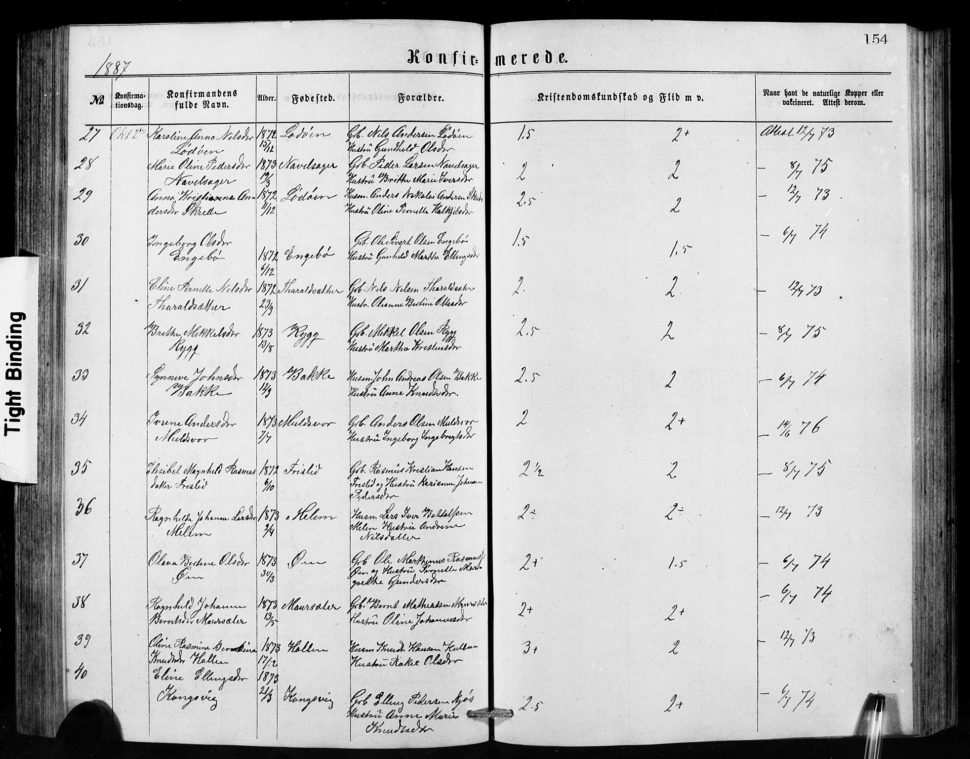 Hornindal sokneprestembete, AV/SAB-A-82401/H/Hab: Klokkerbok nr. A 1, 1876-1894, s. 154