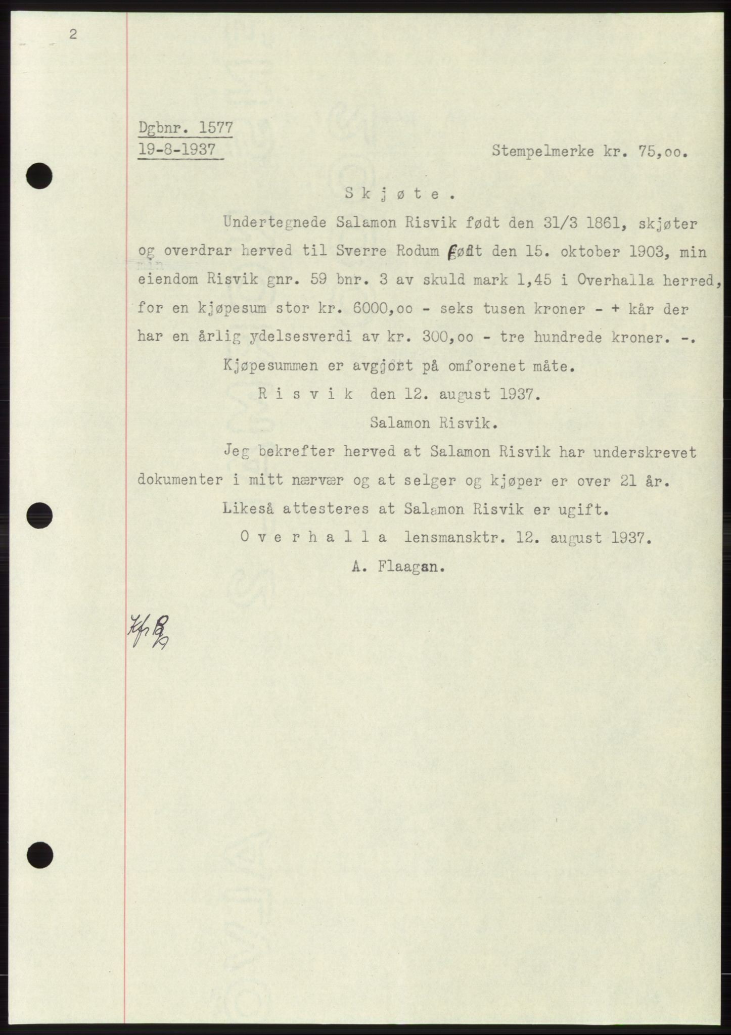Namdal sorenskriveri, SAT/A-4133/1/2/2C: Pantebok nr. -, 1937-1939, Tingl.dato: 19.08.1937