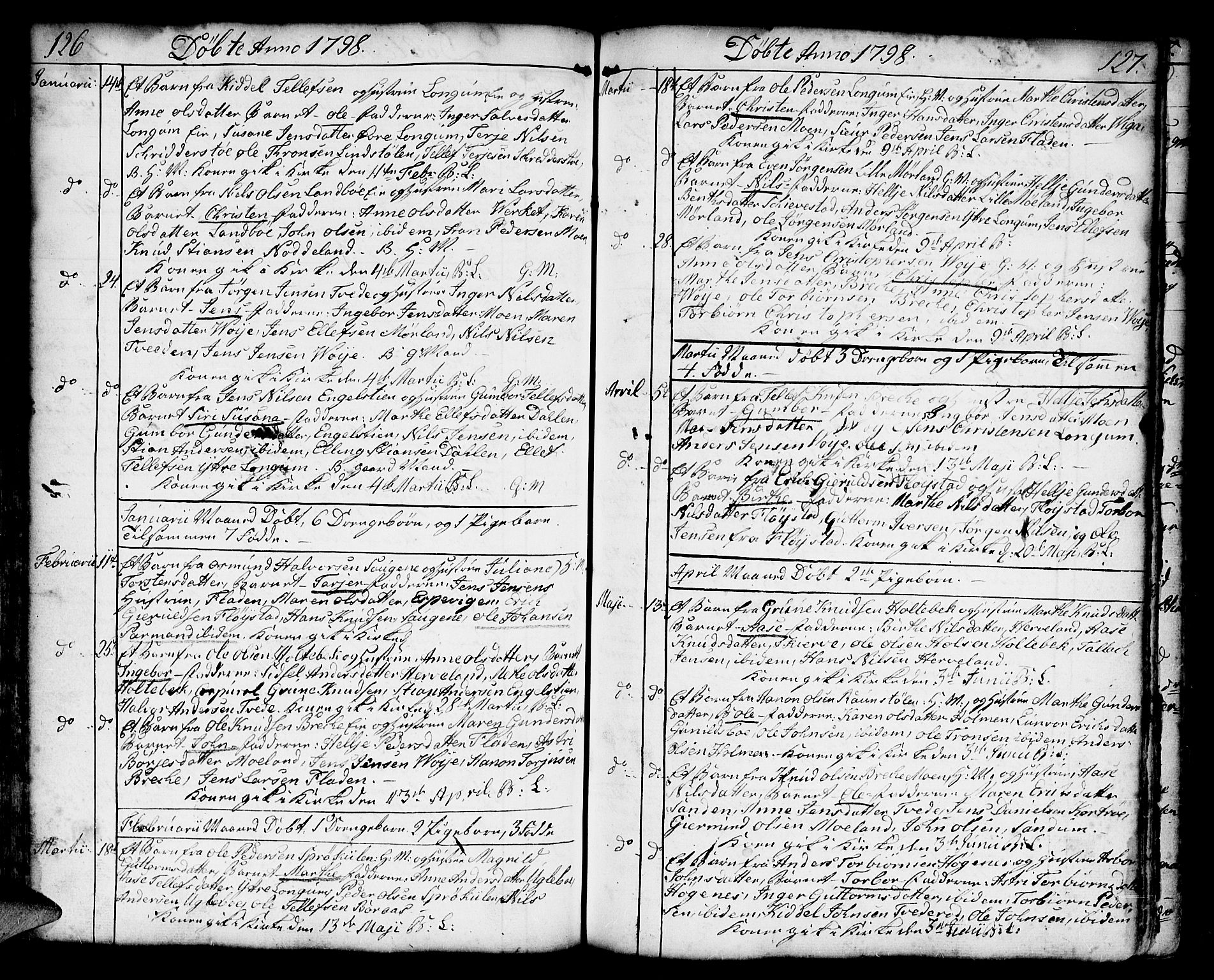 Austre Moland sokneprestkontor, AV/SAK-1111-0001/F/Fa/Faa/L0002: Ministerialbok nr. A 2, 1747-1808, s. 126-127