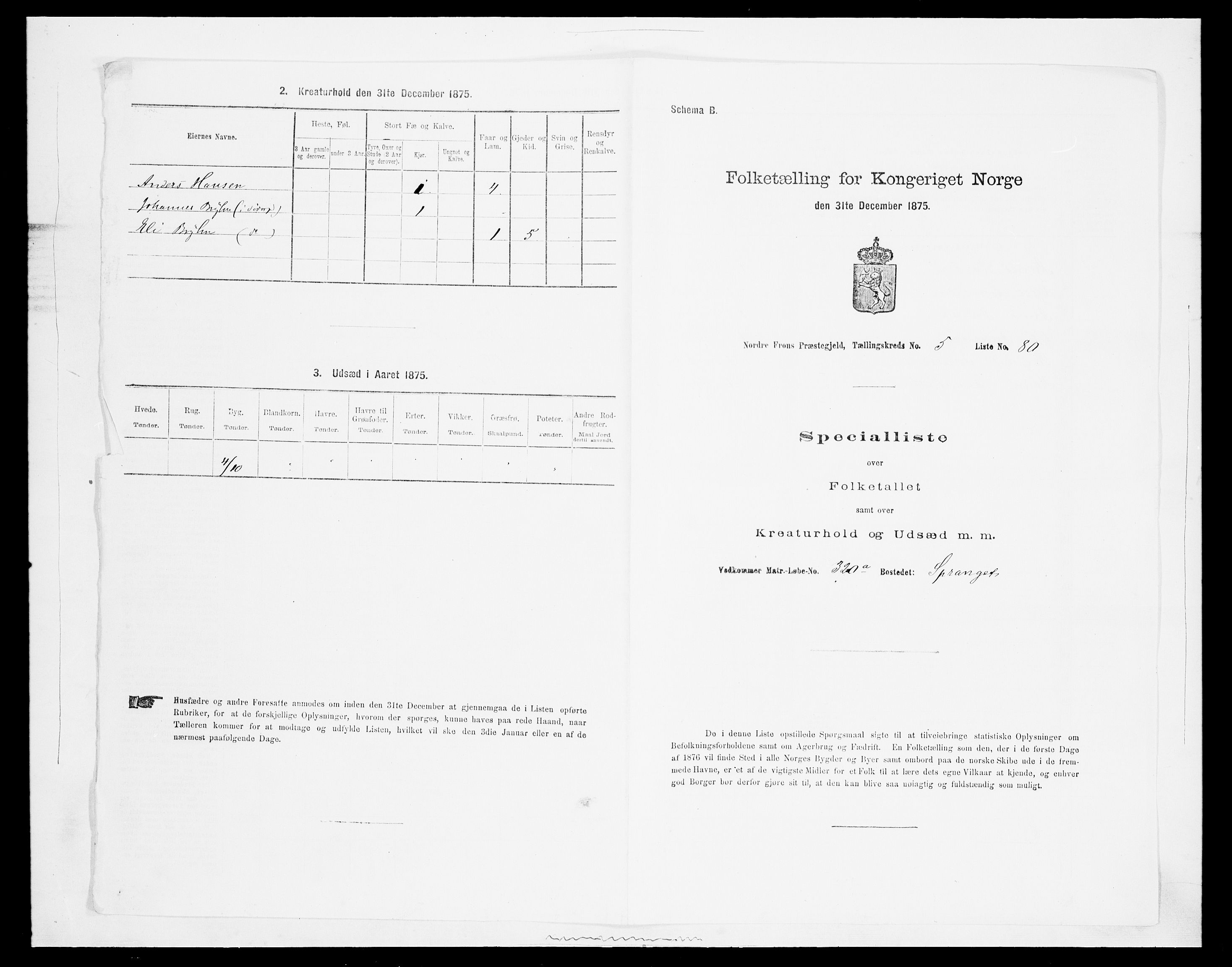 SAH, Folketelling 1875 for 0518P Nord-Fron prestegjeld, 1875, s. 921