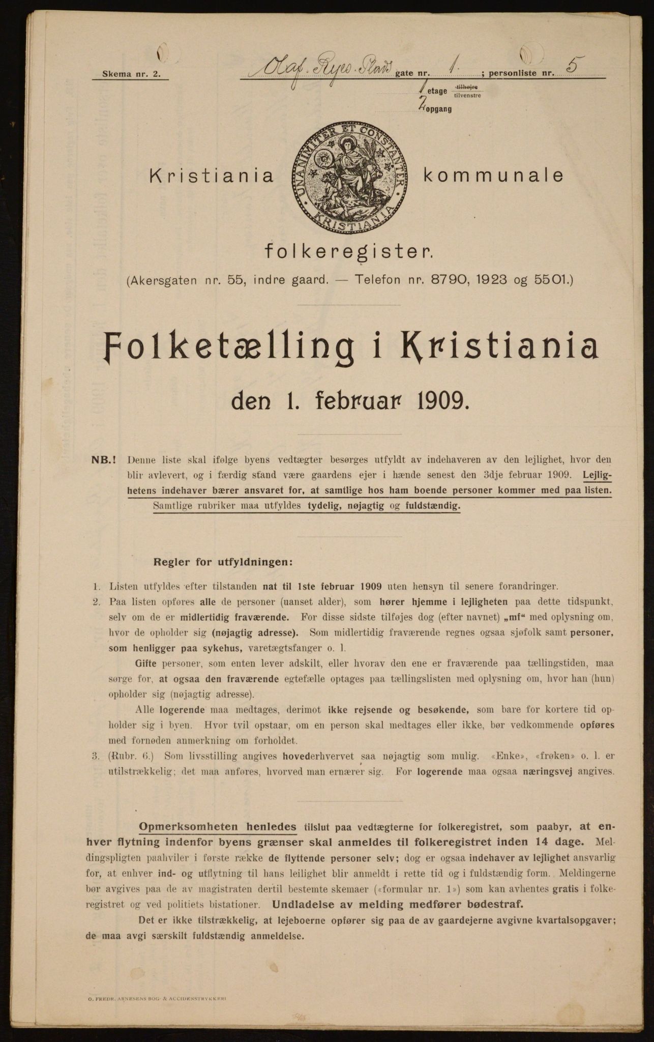 OBA, Kommunal folketelling 1.2.1909 for Kristiania kjøpstad, 1909, s. 67910