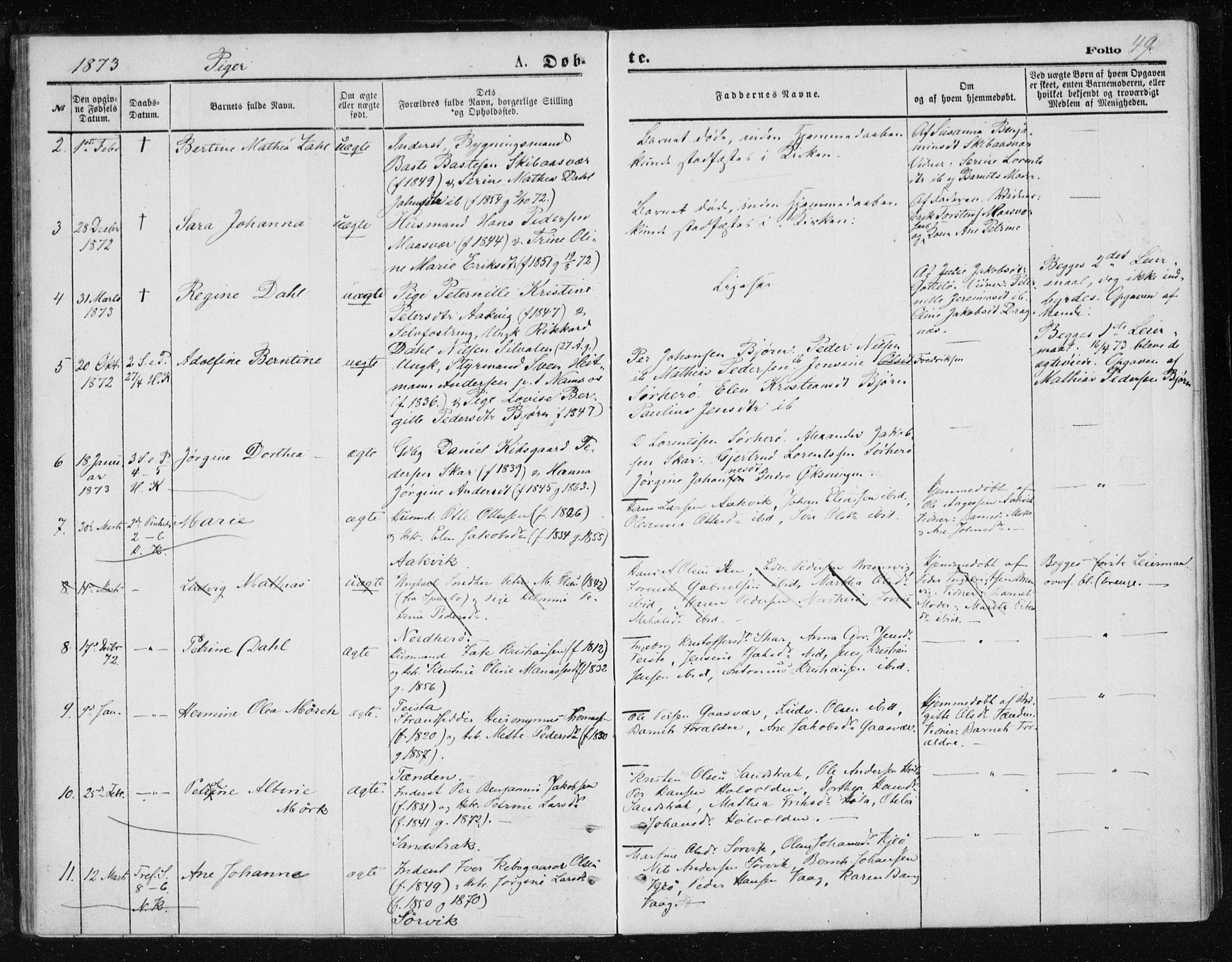 Ministerialprotokoller, klokkerbøker og fødselsregistre - Nordland, AV/SAT-A-1459/834/L0506: Ministerialbok nr. 834A04, 1872-1878, s. 49