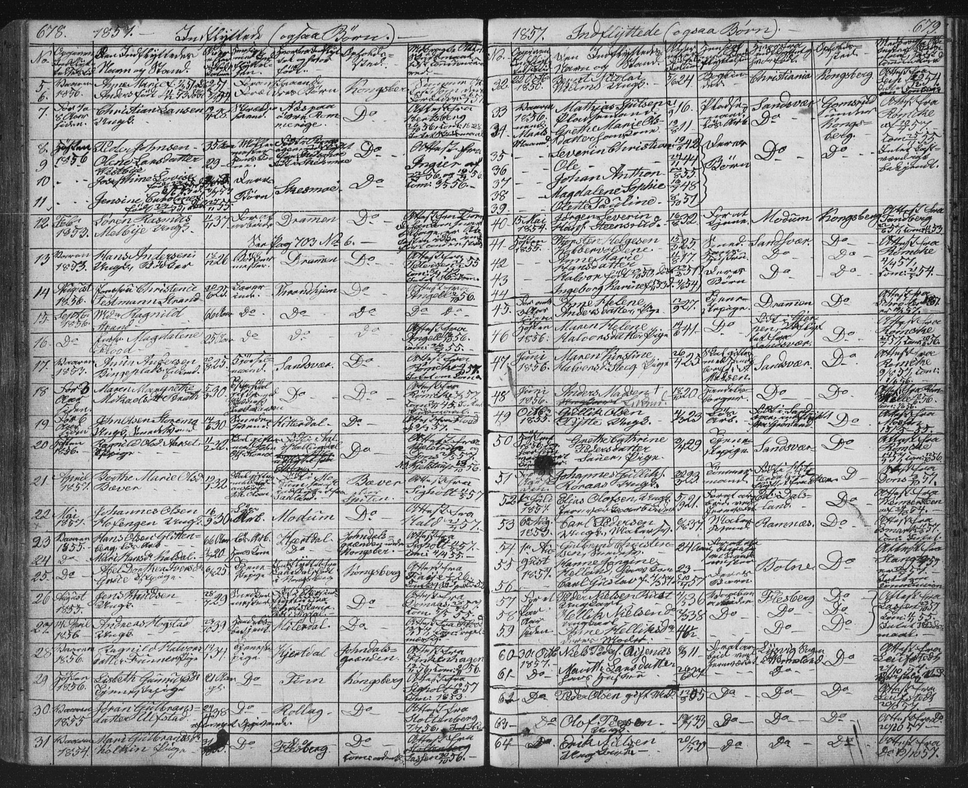 Kongsberg kirkebøker, AV/SAKO-A-22/G/Ga/L0002: Klokkerbok nr. 2, 1839-1858, s. 678-679