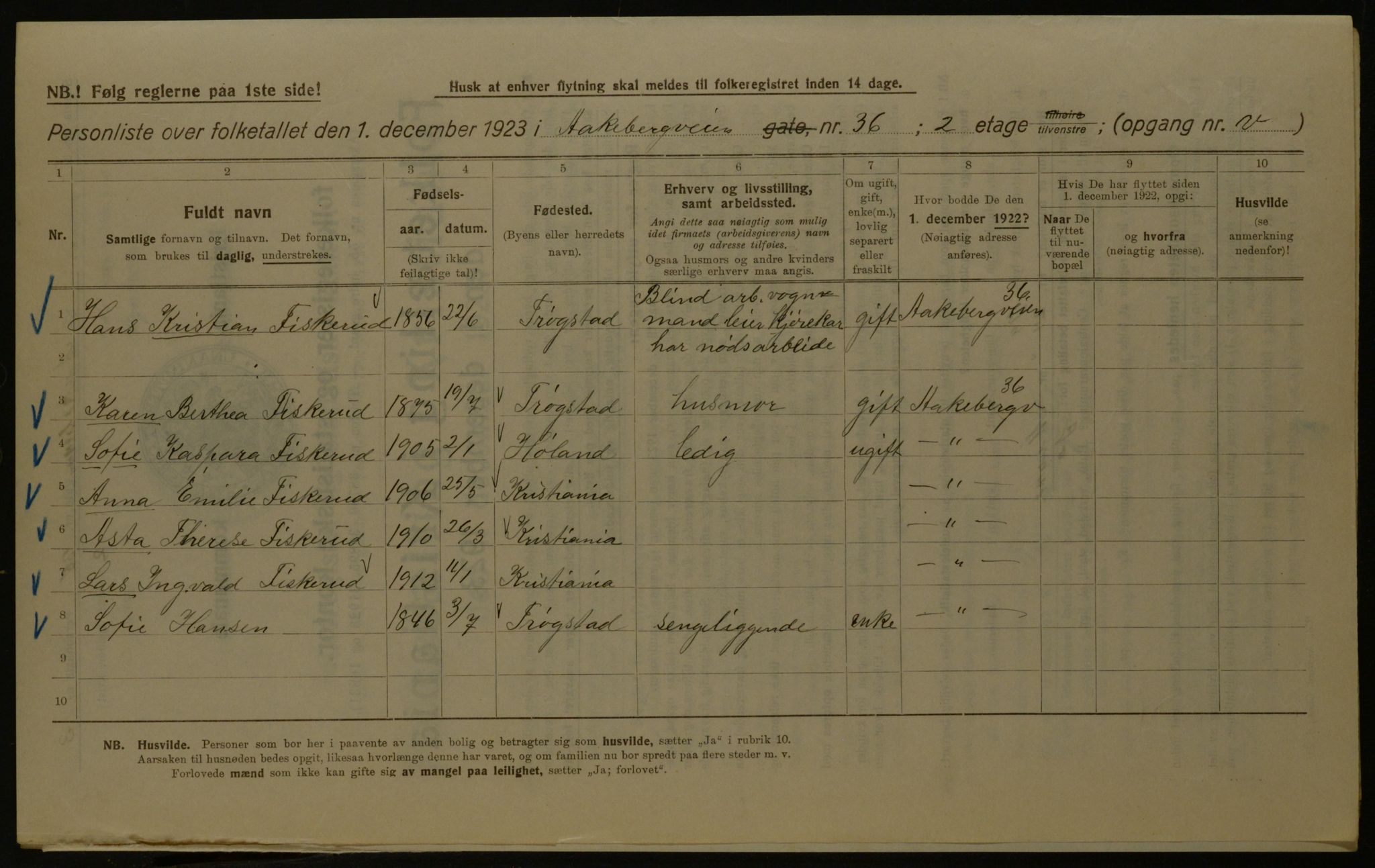 OBA, Kommunal folketelling 1.12.1923 for Kristiania, 1923, s. 143752