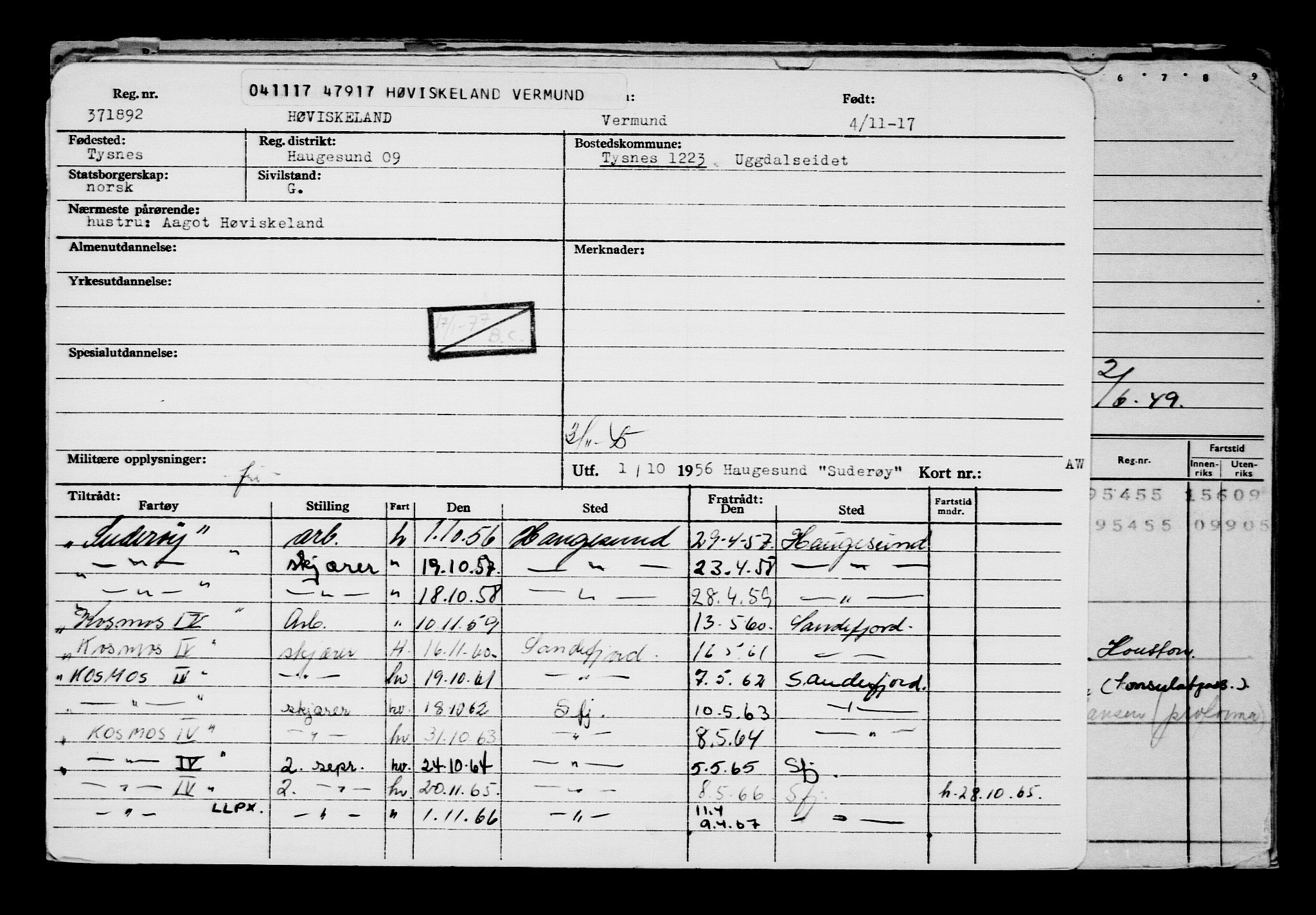 Direktoratet for sjømenn, AV/RA-S-3545/G/Gb/L0153: Hovedkort, 1917, s. 63