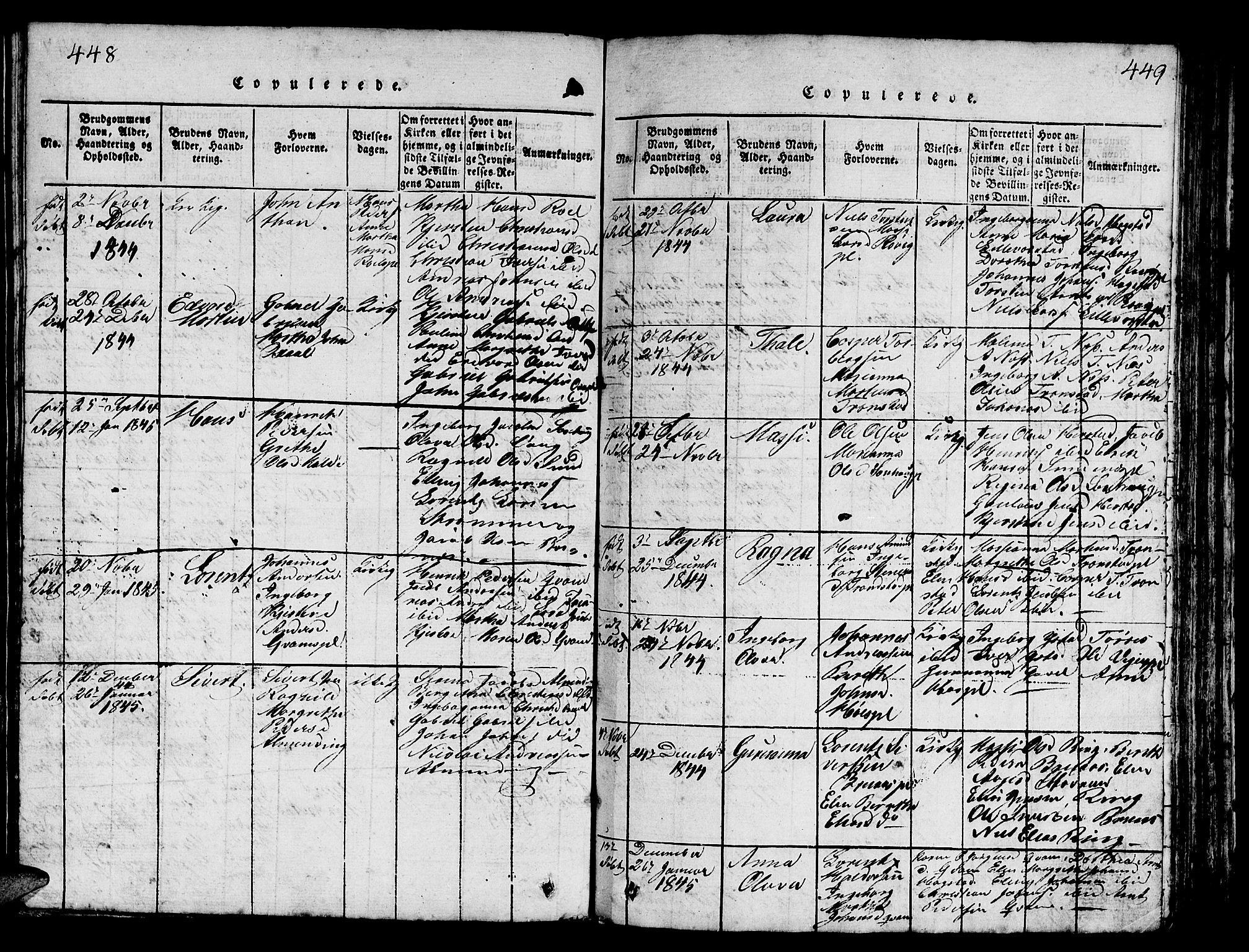 Ministerialprotokoller, klokkerbøker og fødselsregistre - Nord-Trøndelag, AV/SAT-A-1458/730/L0298: Klokkerbok nr. 730C01, 1816-1849, s. 448-449