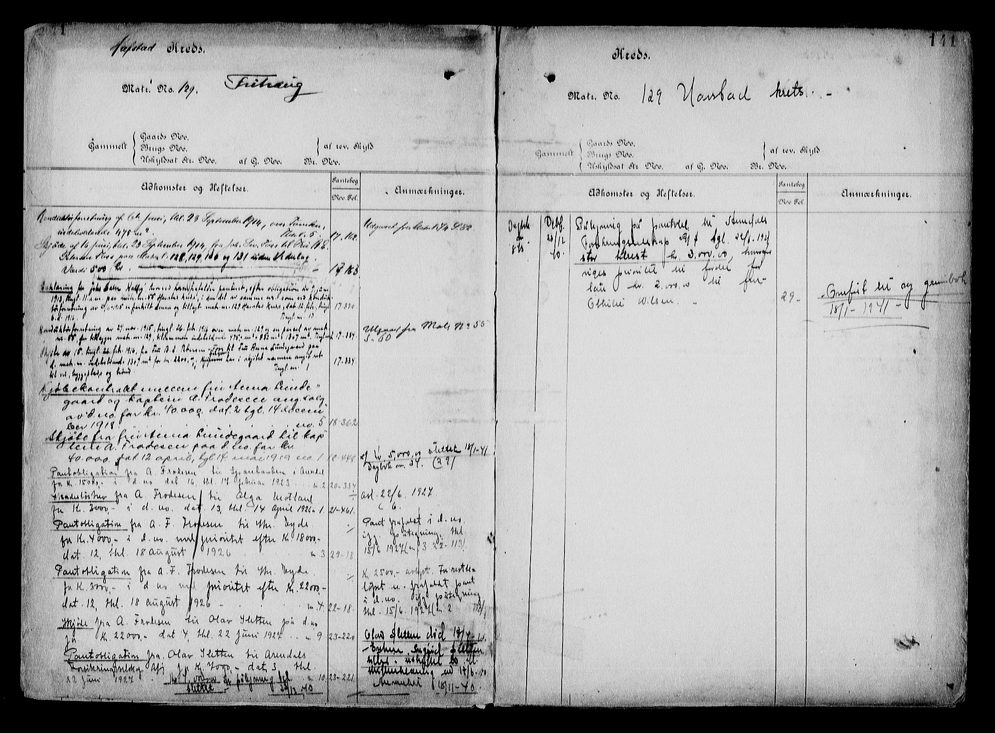 Arendal byfogd, AV/SAK-1222-0001/G/Ga/L0015: Panteregister nr. 13, 1860-1960, s. 141