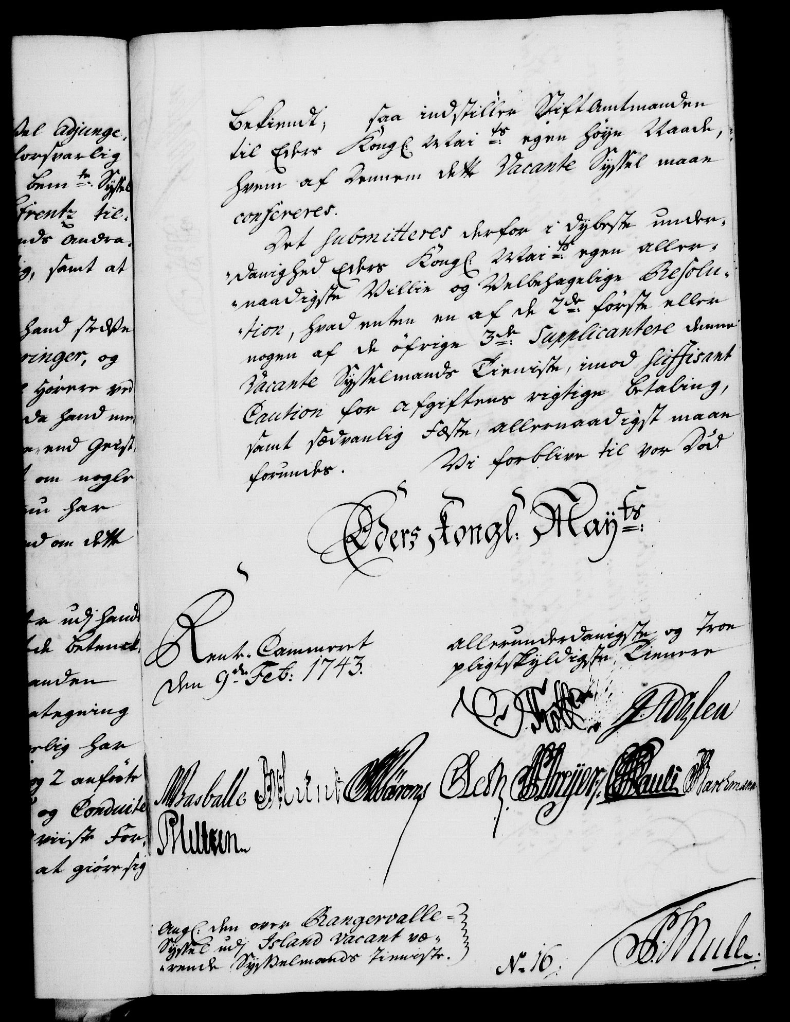 Rentekammeret, Kammerkanselliet, RA/EA-3111/G/Gf/Gfa/L0026: Norsk relasjons- og resolusjonsprotokoll (merket RK 52.26), 1743, s. 97