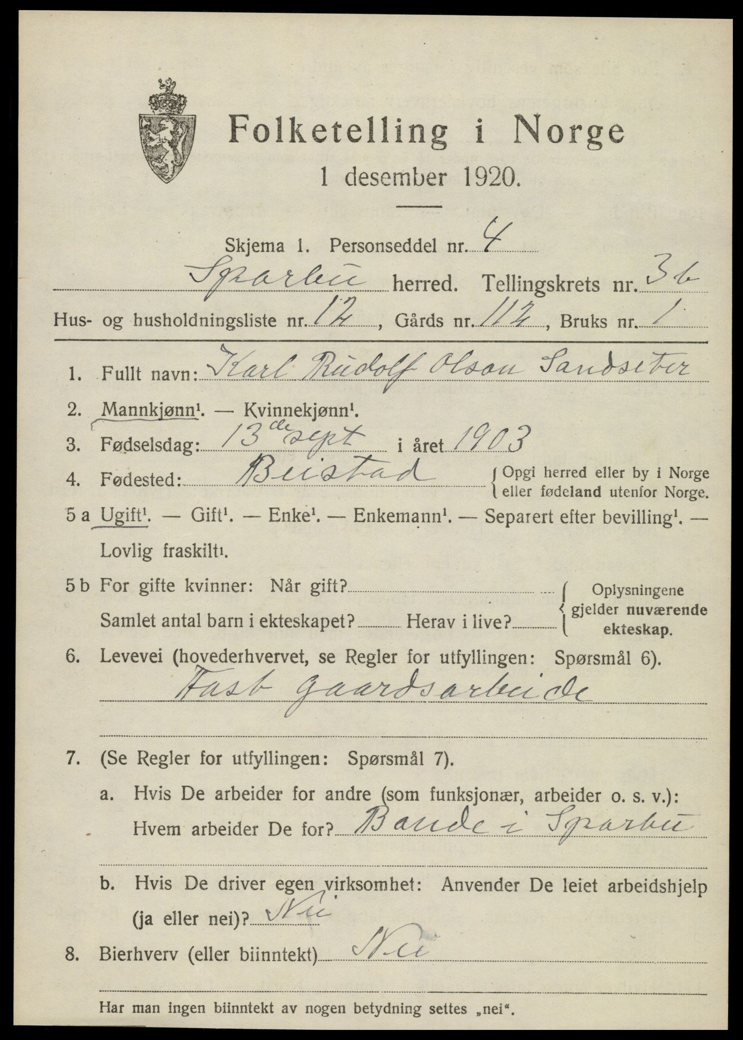 SAT, Folketelling 1920 for 1731 Sparbu herred, 1920, s. 4957