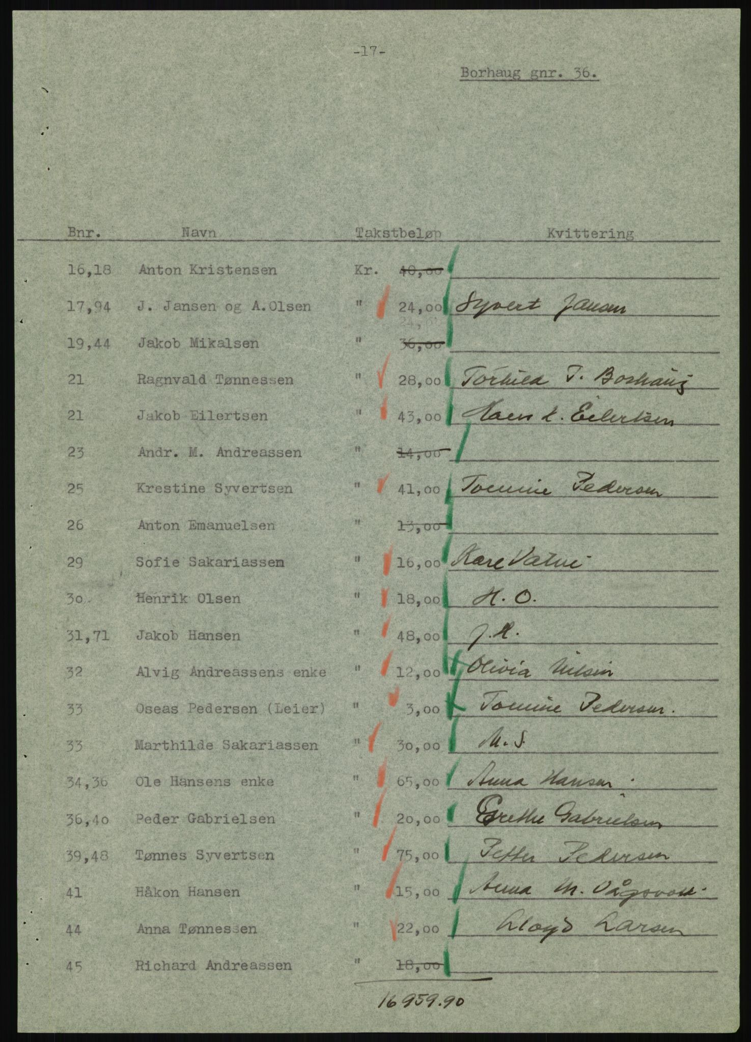 Forsvarsdepartementet, 10. kontor / Oppgjørskontoret, AV/RA-RAFA-1225/D/Db/L0180: Lista oppgjørskontor, 1942-1952, s. 981