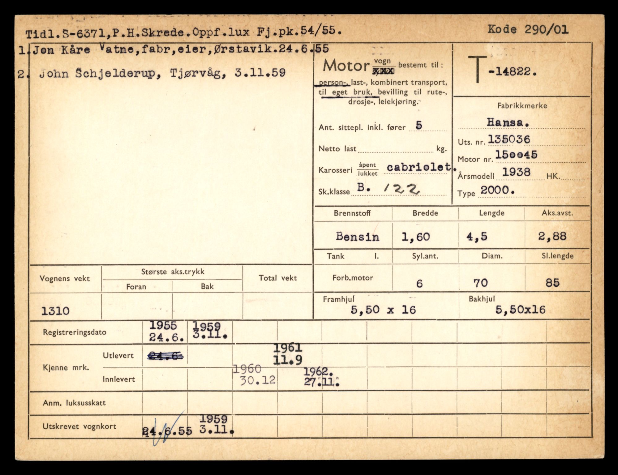 Møre og Romsdal vegkontor - Ålesund trafikkstasjon, AV/SAT-A-4099/F/Fe/L0048: Registreringskort for kjøretøy T 14721 - T 14863, 1927-1998, s. 2277