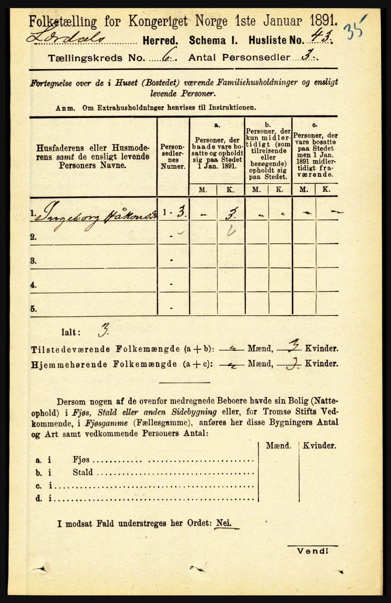 RA, Folketelling 1891 for 1422 Lærdal herred, 1891, s. 449