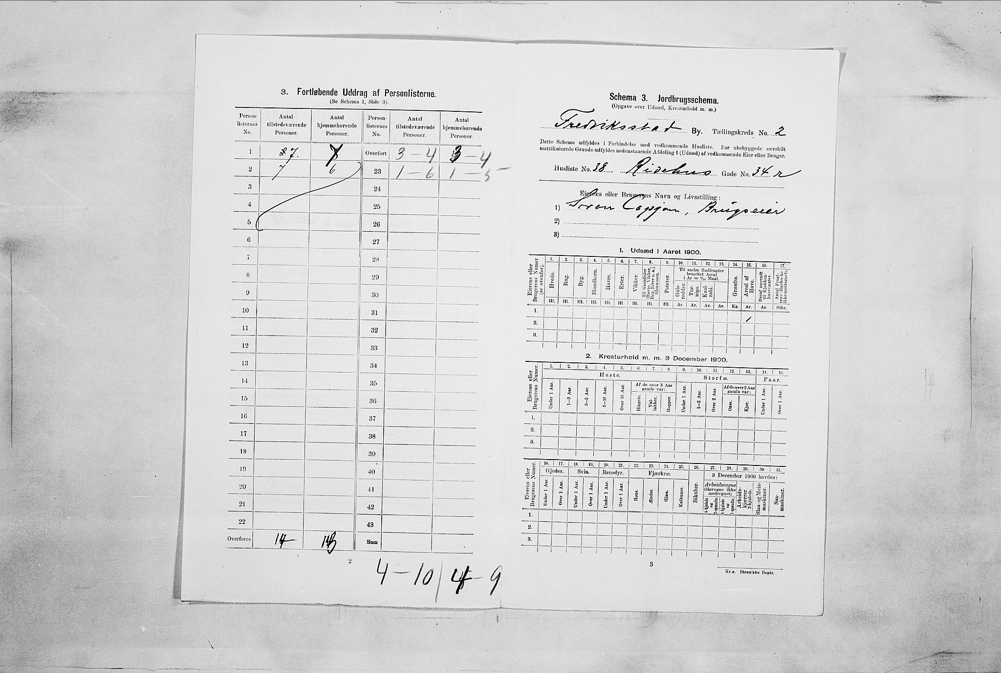 SAO, Folketelling 1900 for 0103 Fredrikstad kjøpstad, 1900