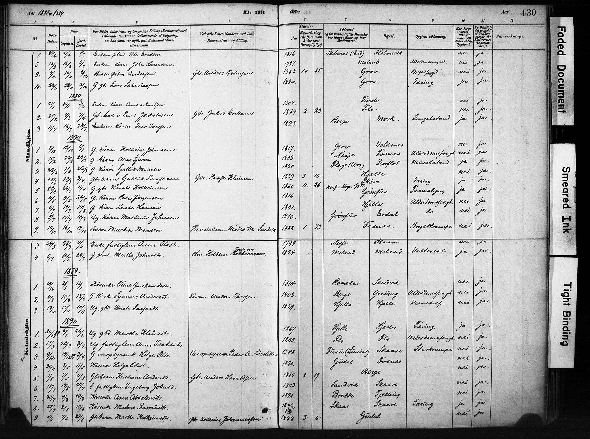 Stryn Sokneprestembete, AV/SAB-A-82501: Ministerialbok nr. D 1, 1878-1907, s. 130