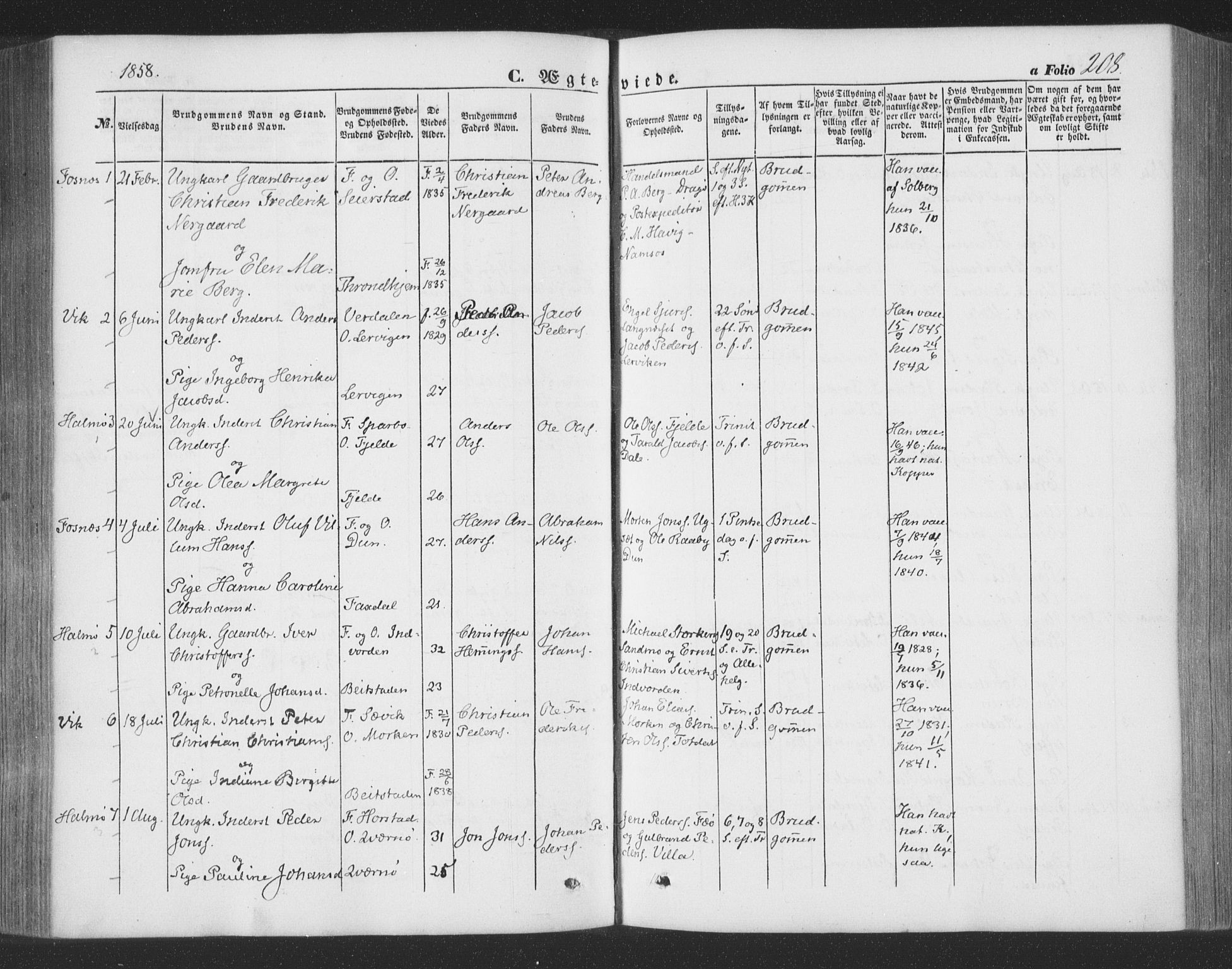 Ministerialprotokoller, klokkerbøker og fødselsregistre - Nord-Trøndelag, AV/SAT-A-1458/773/L0615: Ministerialbok nr. 773A06, 1857-1870, s. 208
