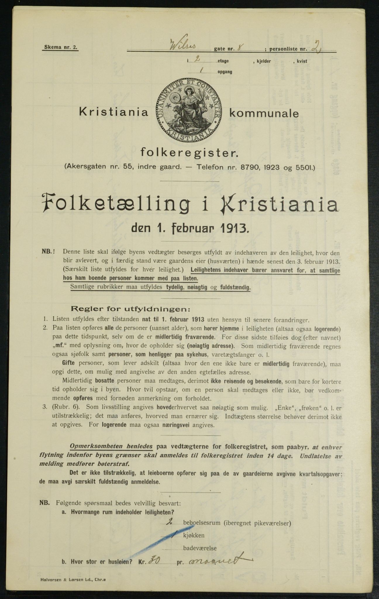 OBA, Kommunal folketelling 1.2.1913 for Kristiania, 1913, s. 128359