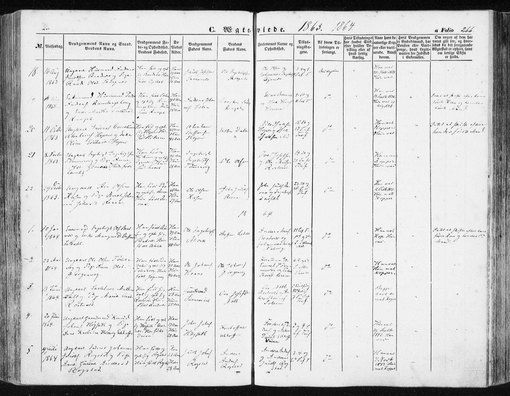 Ministerialprotokoller, klokkerbøker og fødselsregistre - Møre og Romsdal, SAT/A-1454/581/L0937: Ministerialbok nr. 581A05, 1853-1872, s. 266
