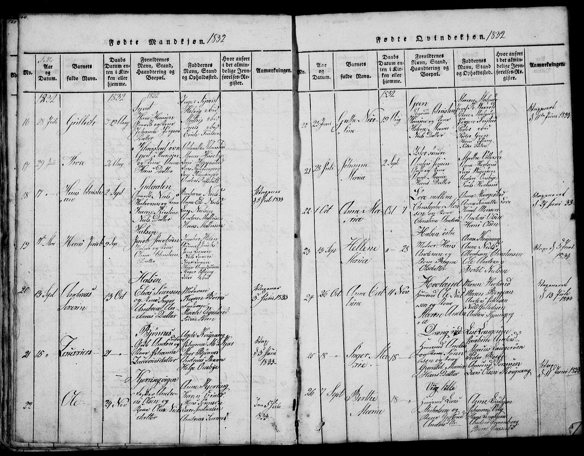Tjølling kirkebøker, AV/SAKO-A-60/G/Ga/L0001: Klokkerbok nr. 1, 1814-1835, s. 164