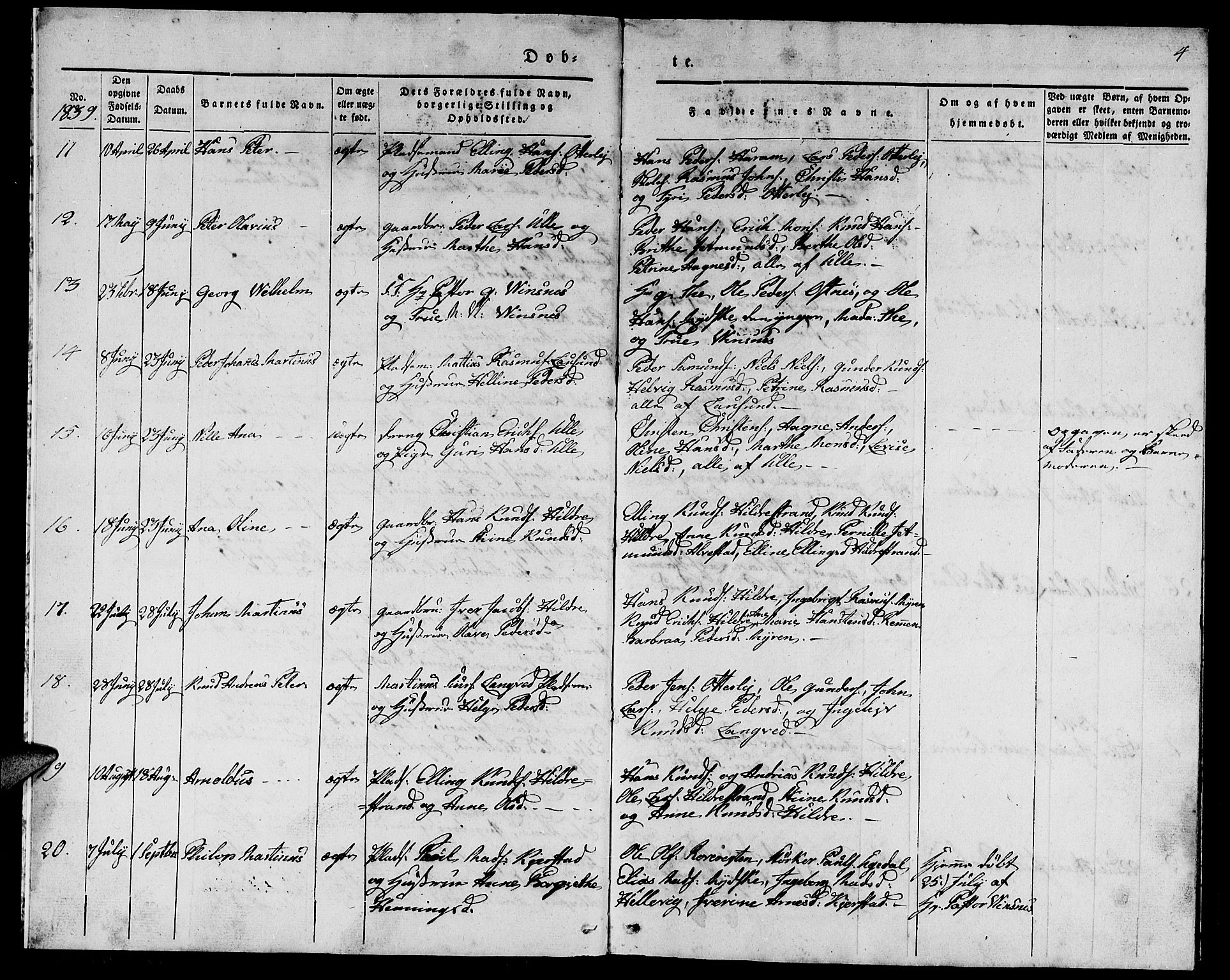 Ministerialprotokoller, klokkerbøker og fødselsregistre - Møre og Romsdal, SAT/A-1454/536/L0507: Klokkerbok nr. 536C02, 1839-1859, s. 4