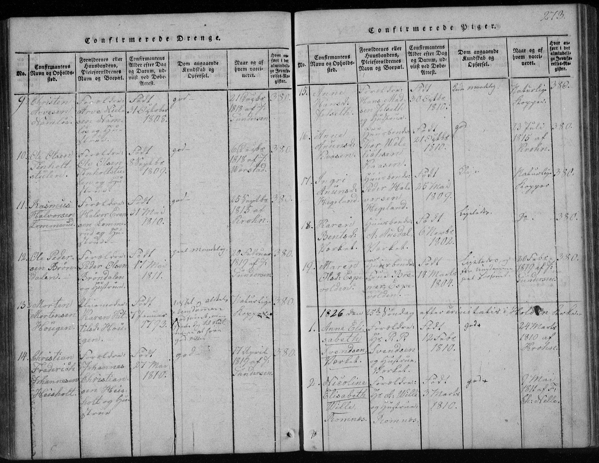 Holla kirkebøker, AV/SAKO-A-272/F/Fa/L0003: Ministerialbok nr. 3, 1815-1830, s. 273
