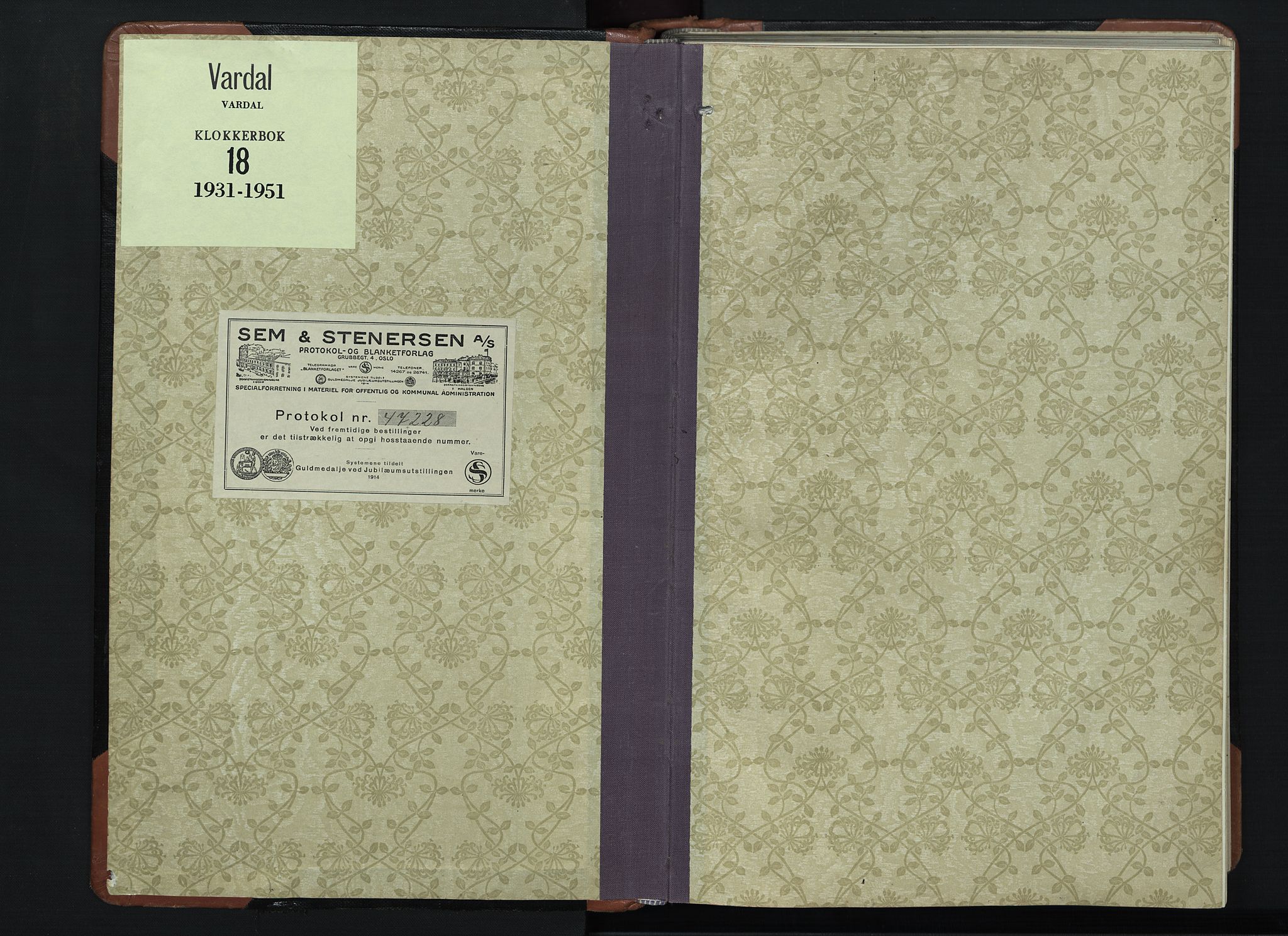 Vardal prestekontor, SAH/PREST-100/H/Ha/Hab/L0018: Klokkerbok nr. 18, 1931-1951