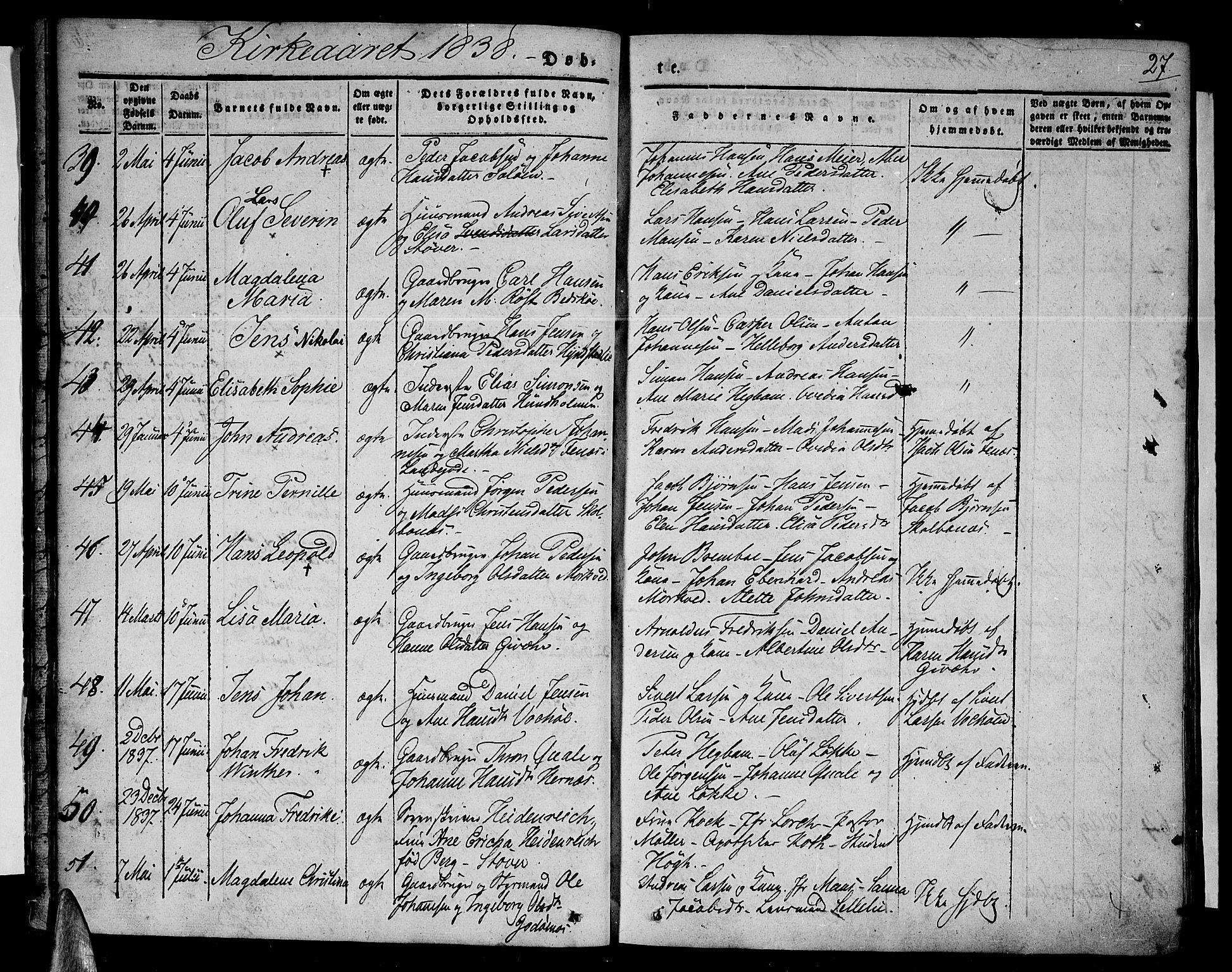 Ministerialprotokoller, klokkerbøker og fødselsregistre - Nordland, AV/SAT-A-1459/801/L0006: Ministerialbok nr. 801A06, 1834-1845, s. 27
