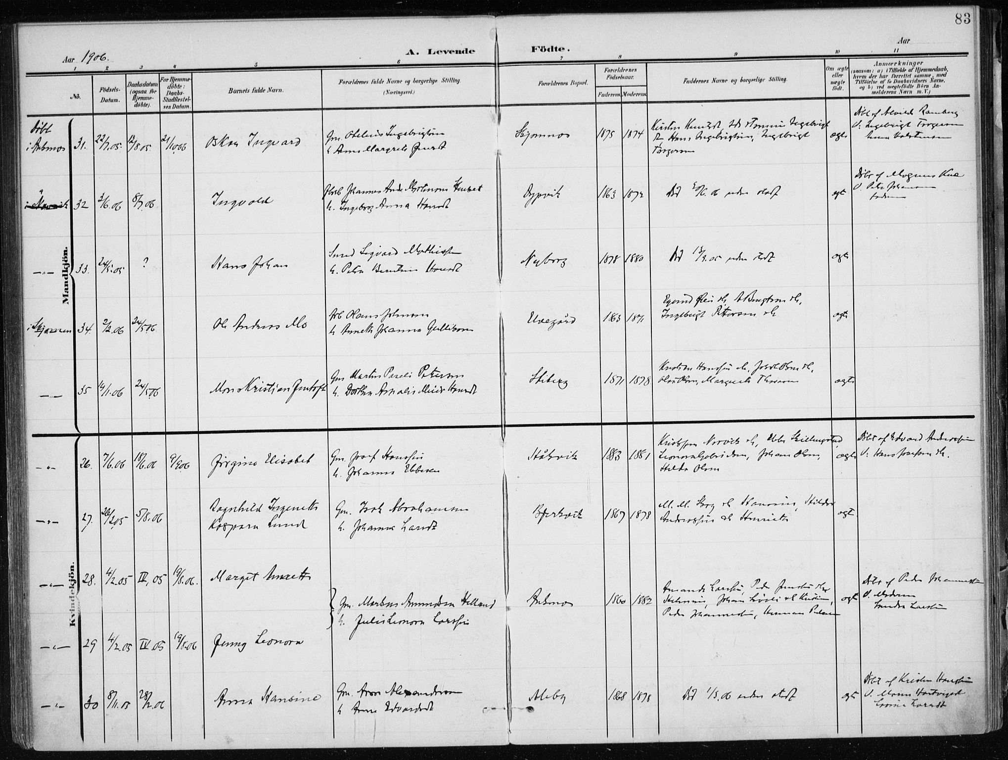 Ministerialprotokoller, klokkerbøker og fødselsregistre - Nordland, AV/SAT-A-1459/866/L0941: Ministerialbok nr. 866A04, 1901-1917, s. 83