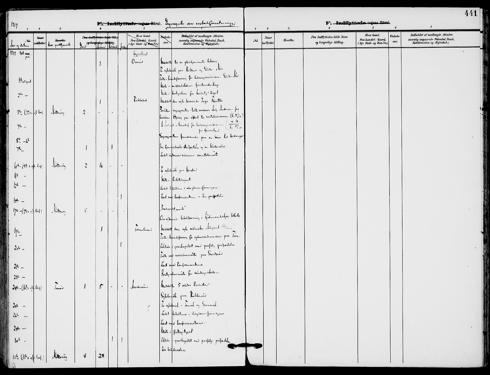 Nøtterøy kirkebøker, AV/SAKO-A-354/F/Fa/L0010: Ministerialbok nr. I 10, 1908-1919, s. 441