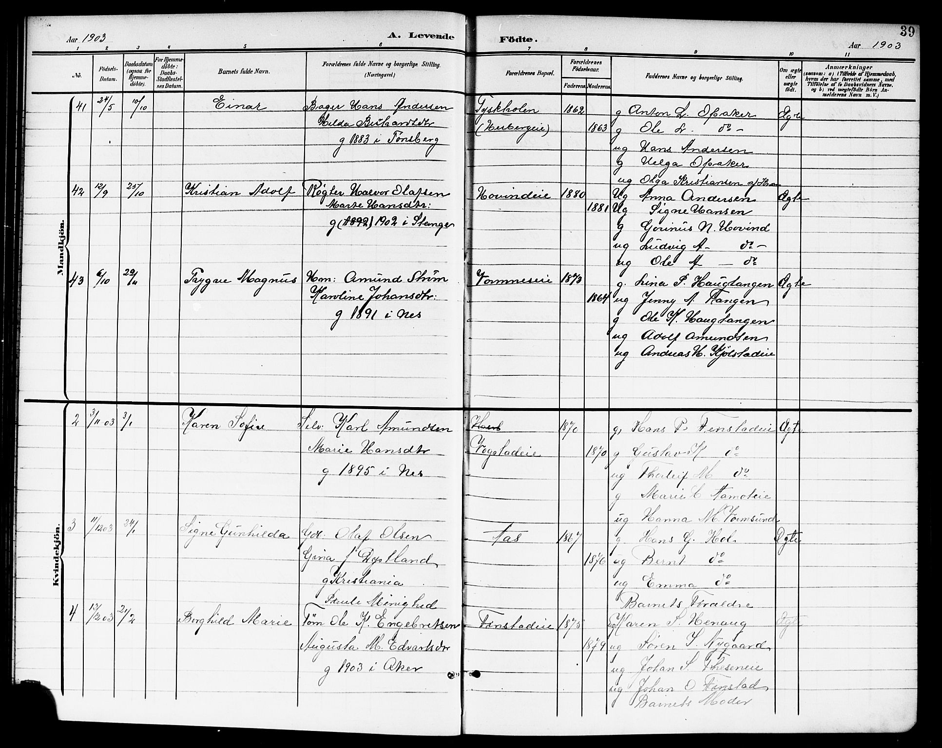 Nes prestekontor Kirkebøker, AV/SAO-A-10410/G/Ga/L0002: Klokkerbok nr. I 2, 1901-1912, s. 39