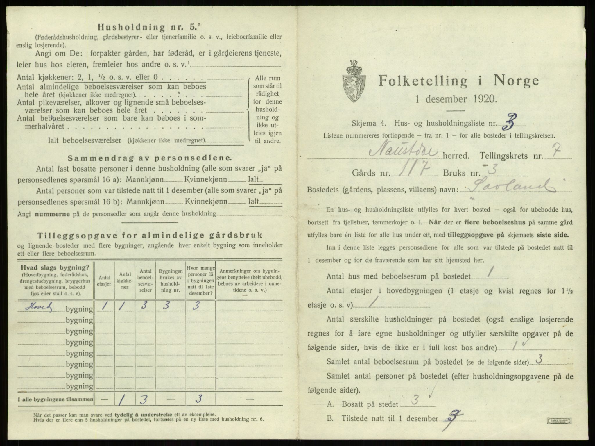 SAB, Folketelling 1920 for 1433 Naustdal herred, 1920, s. 595