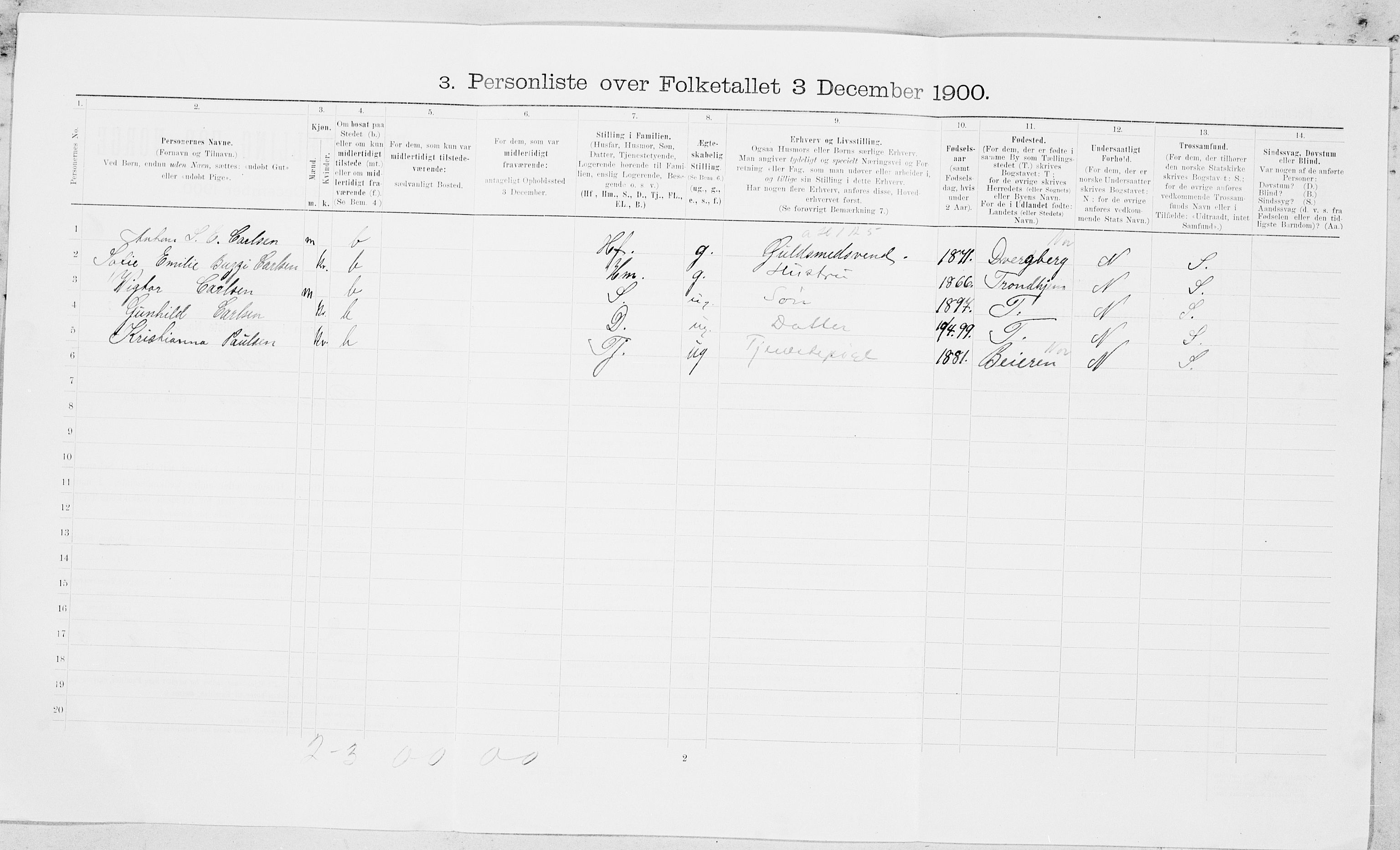 SAT, Folketelling 1900 for 1804 Bodø kjøpstad, 1900, s. 1229