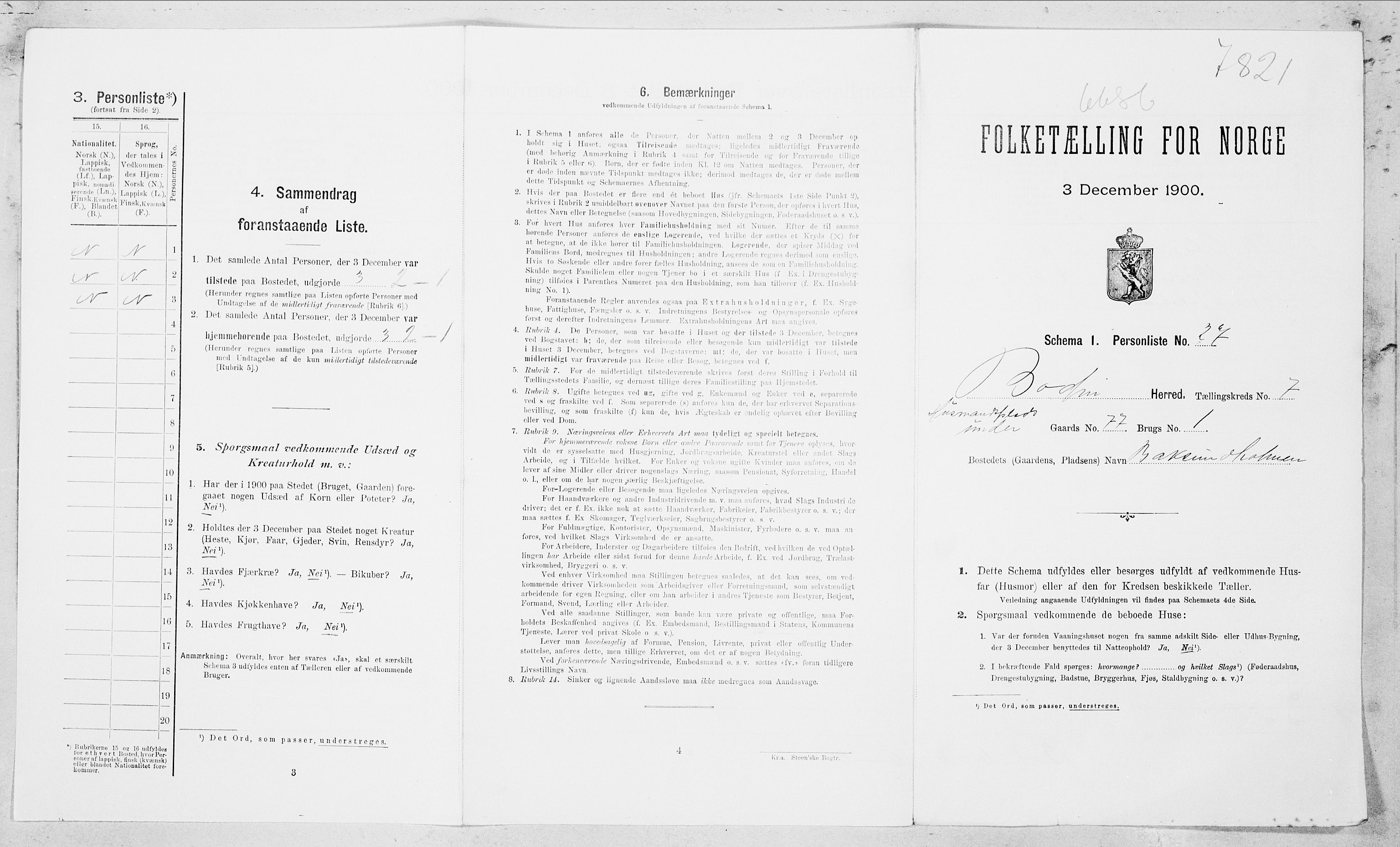 SAT, Folketelling 1900 for 1843 Bodin herred, 1900, s. 1068