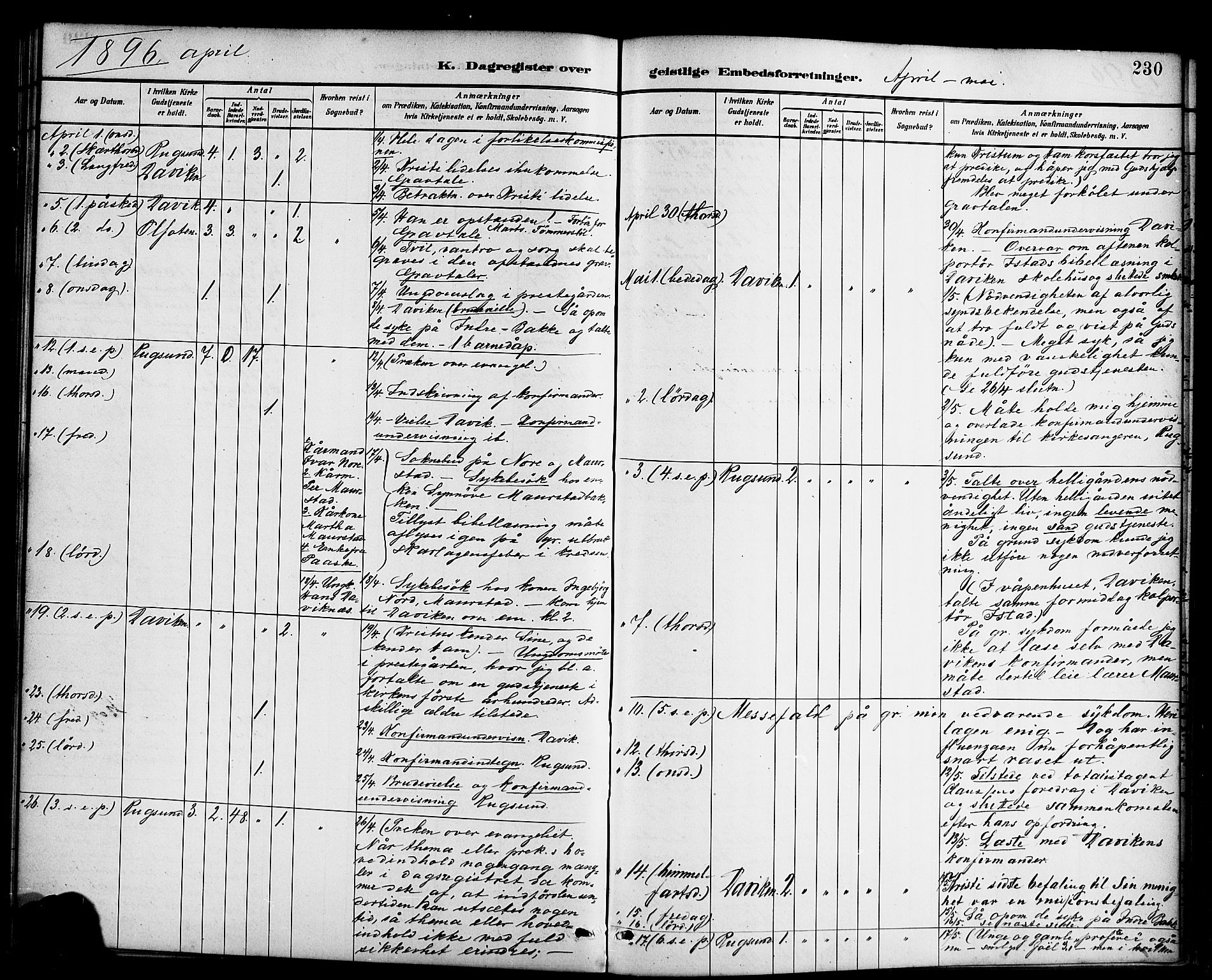 Davik sokneprestembete, SAB/A-79701/H/Haa/Haab/L0001: Ministerialbok nr. B 1, 1882-1900, s. 230