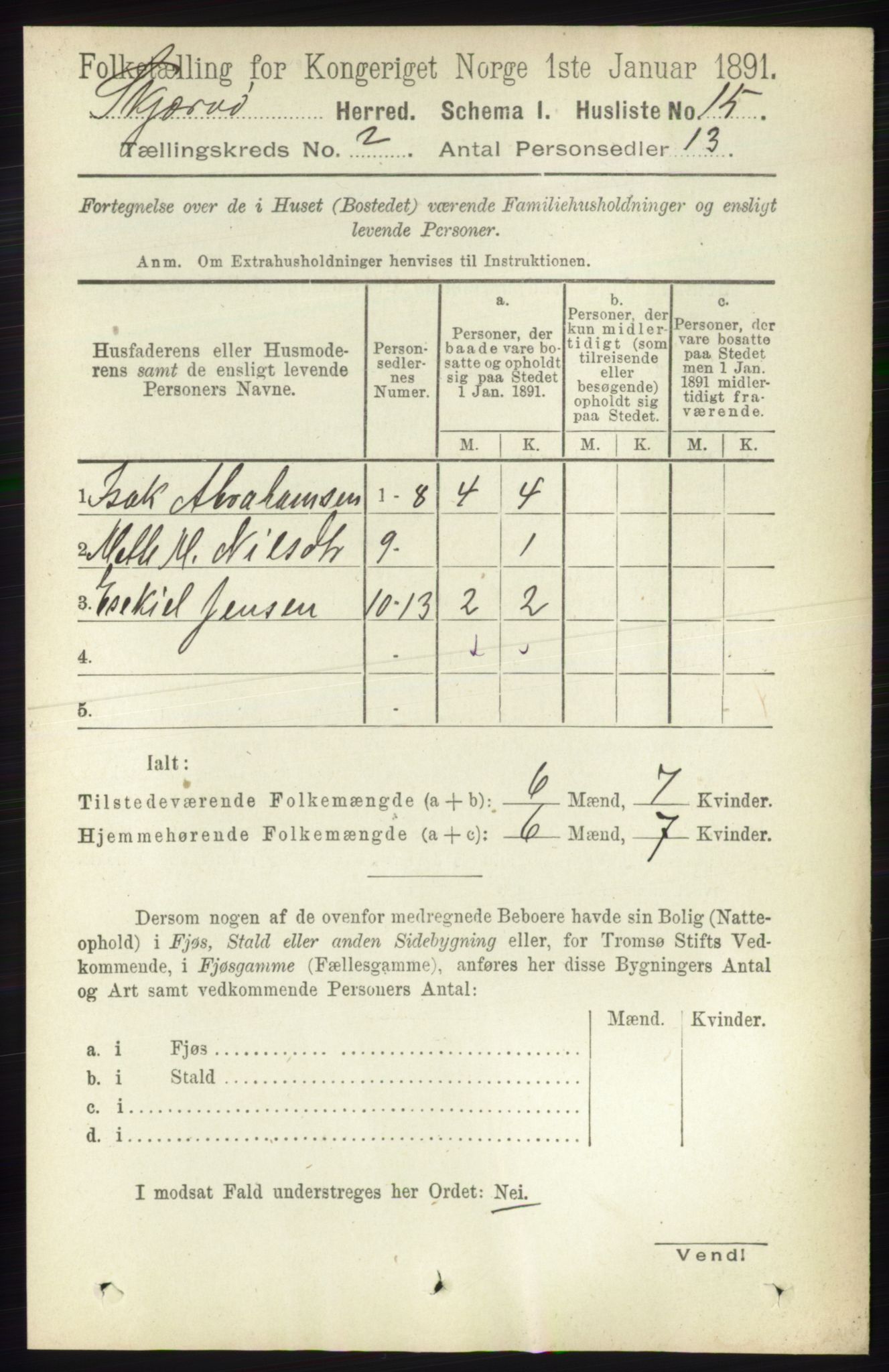 RA, Folketelling 1891 for 1941 Skjervøy herred, 1891, s. 932