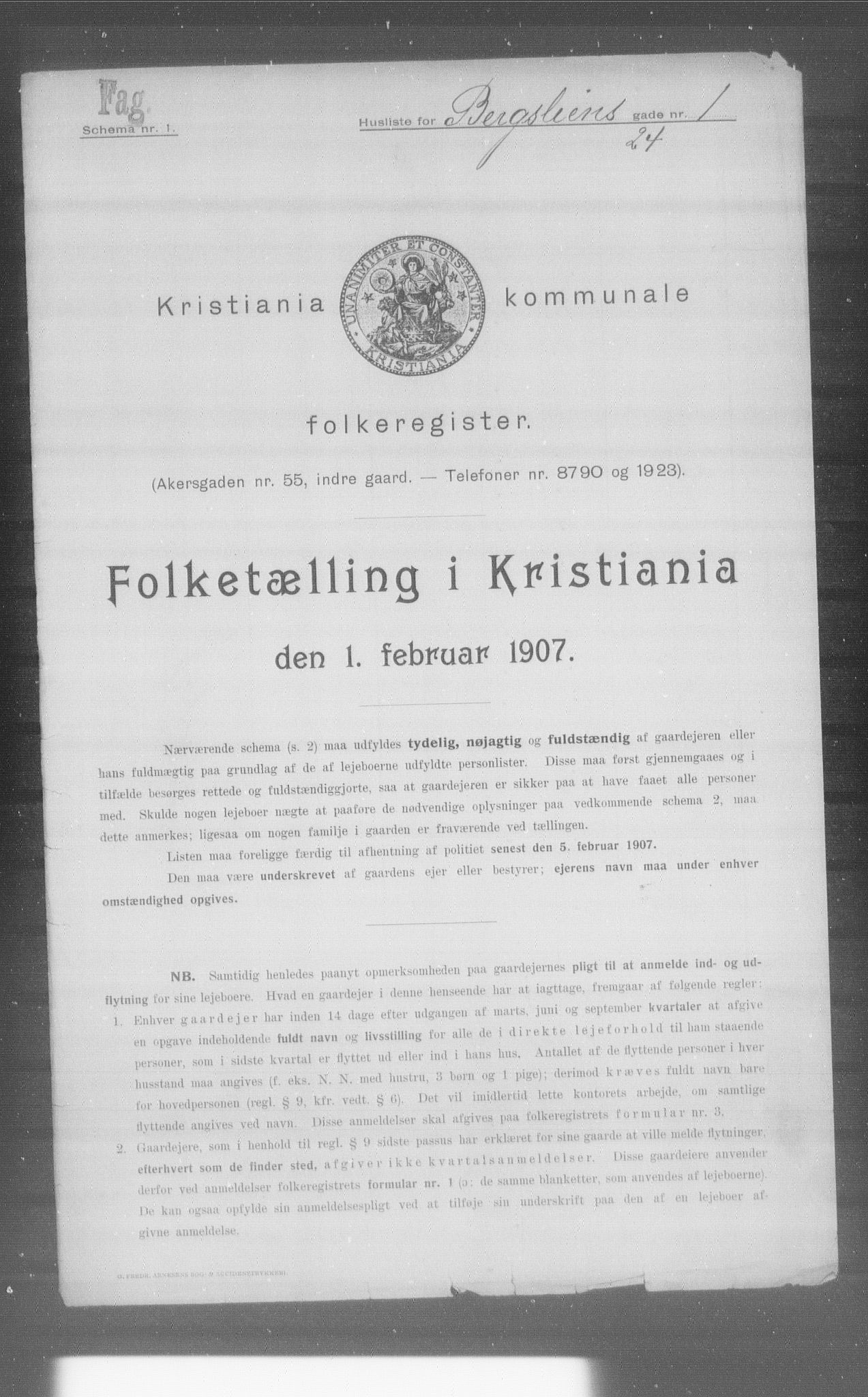OBA, Kommunal folketelling 1.2.1907 for Kristiania kjøpstad, 1907, s. 2191
