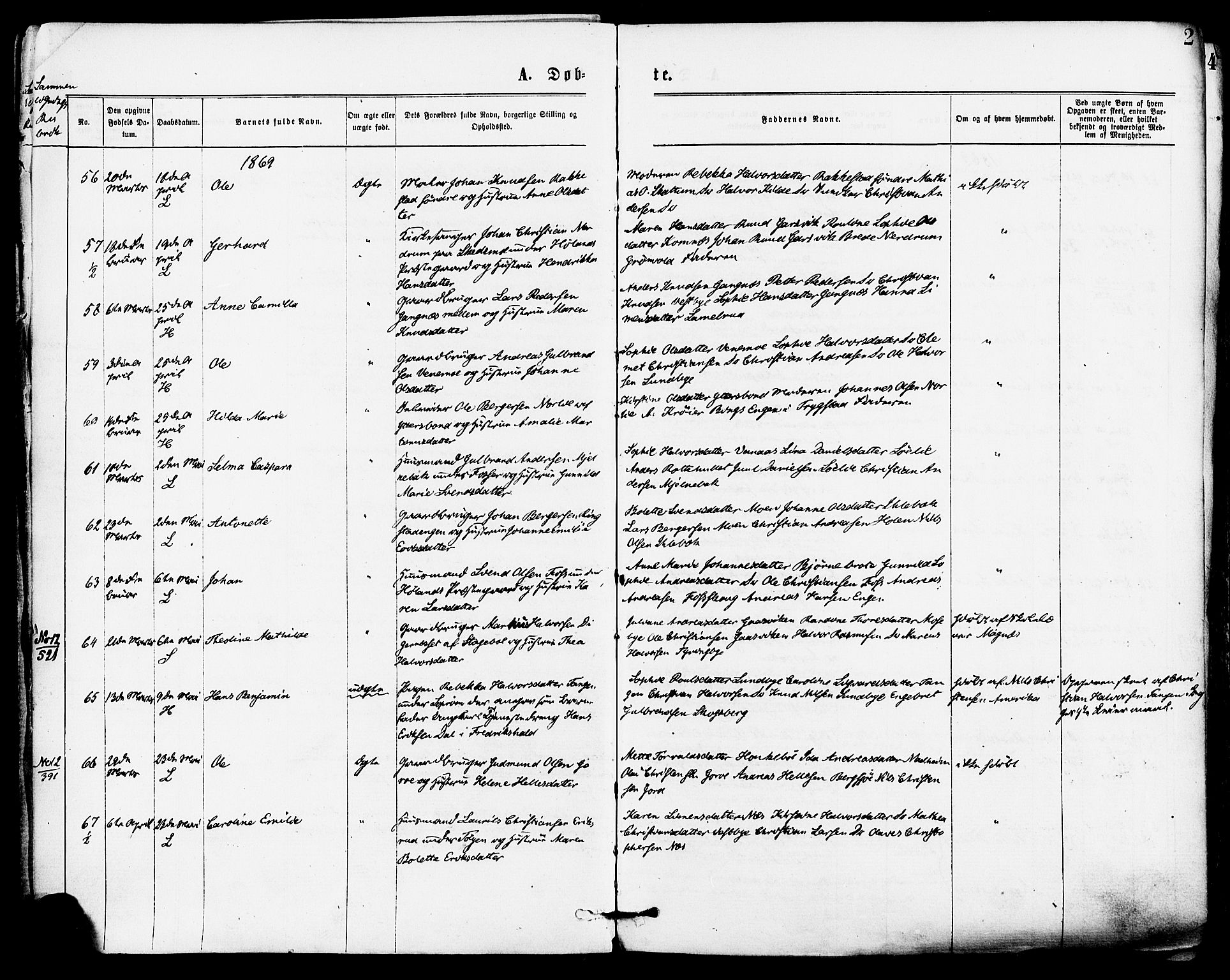 Høland prestekontor Kirkebøker, SAO/A-10346a/F/Fa/L0012.a: Ministerialbok nr. I 12A, 1869-1879, s. 2